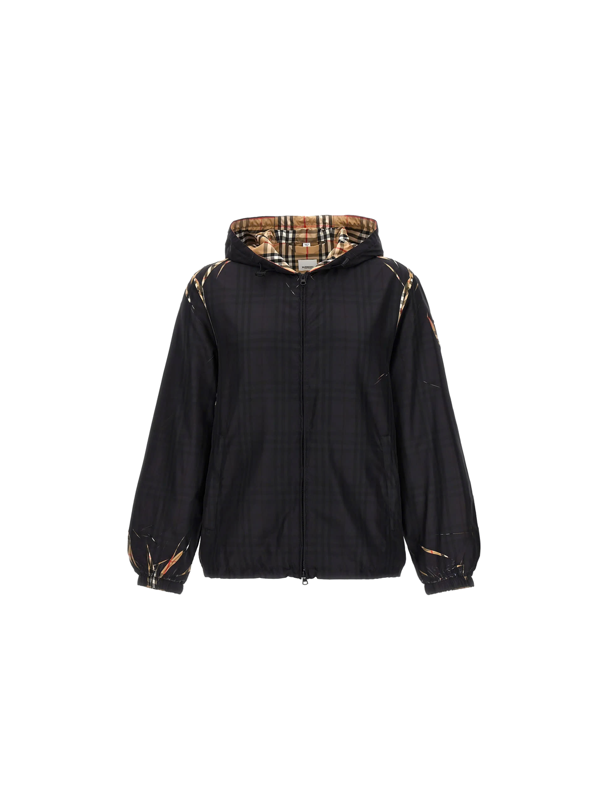 Sliced Check Hooded Jacket