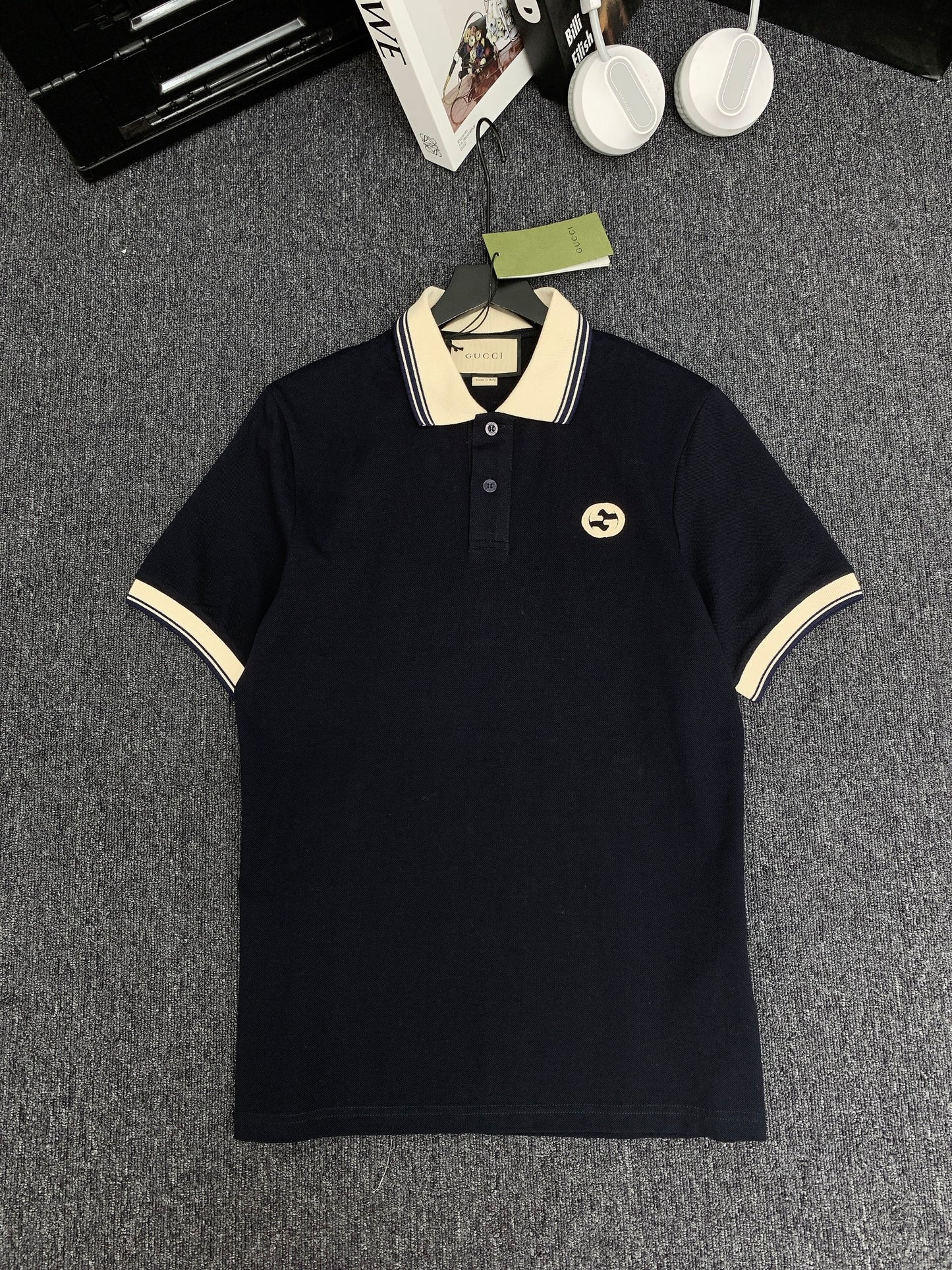 "COTTON POLO SHIRT WITH INTERLOCKING G "