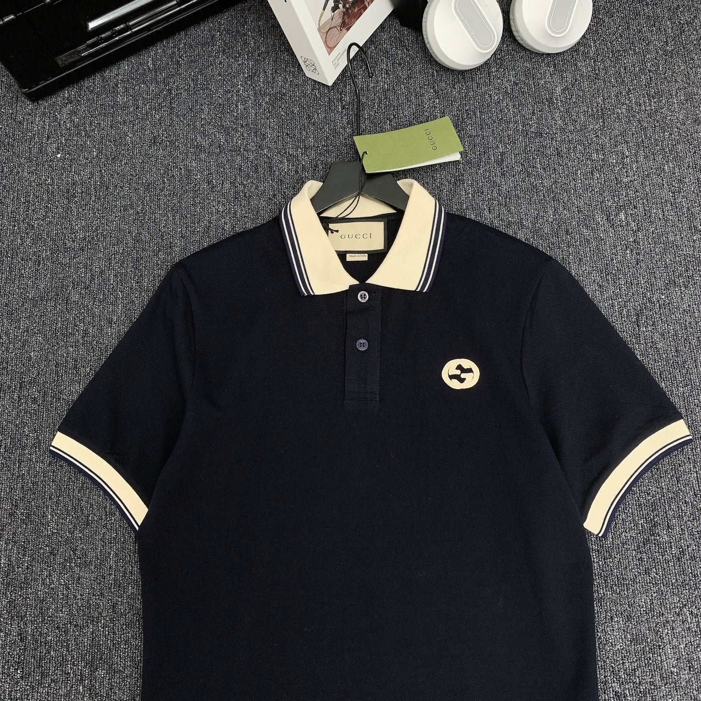 "COTTON POLO SHIRT WITH INTERLOCKING G "