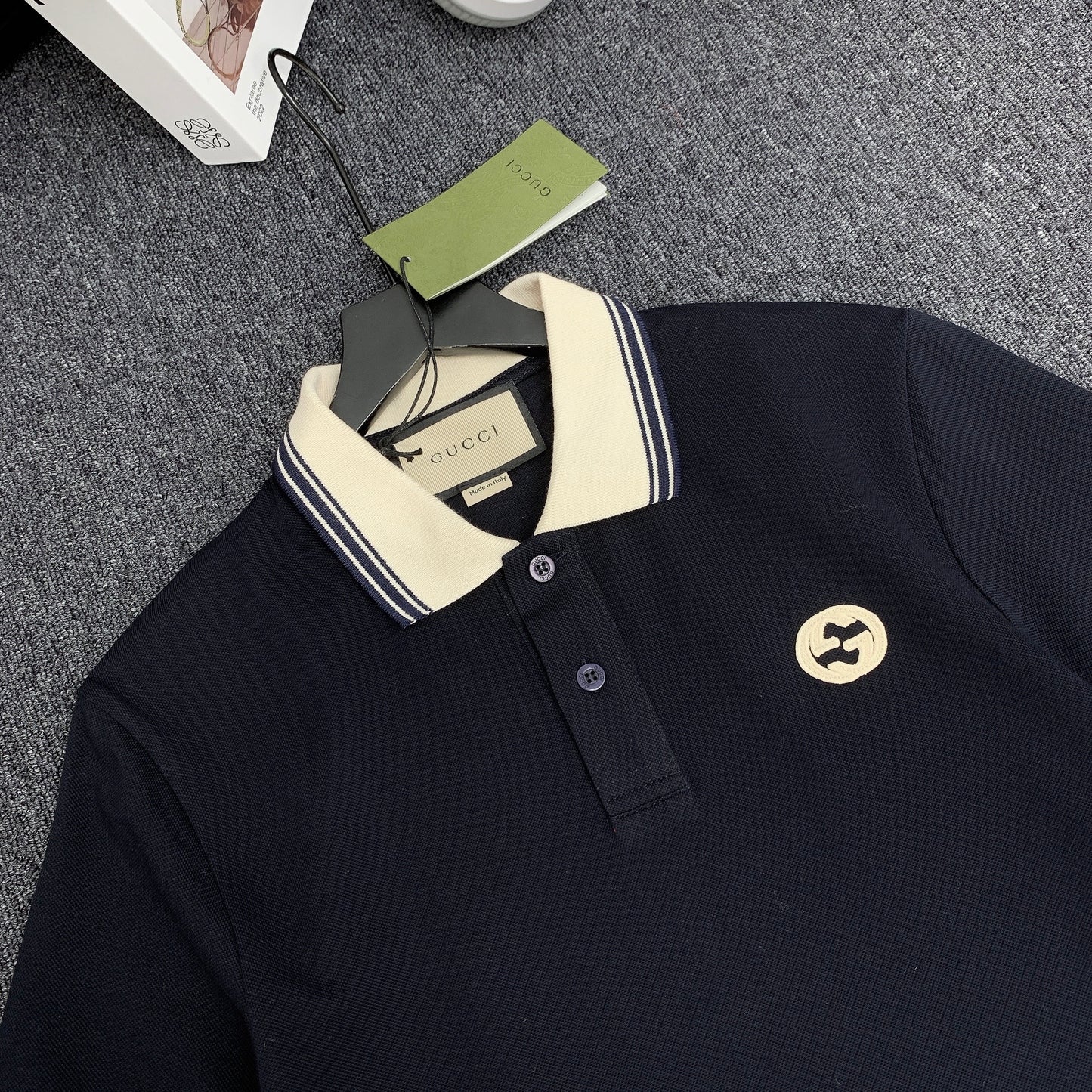 "COTTON POLO SHIRT WITH INTERLOCKING G "