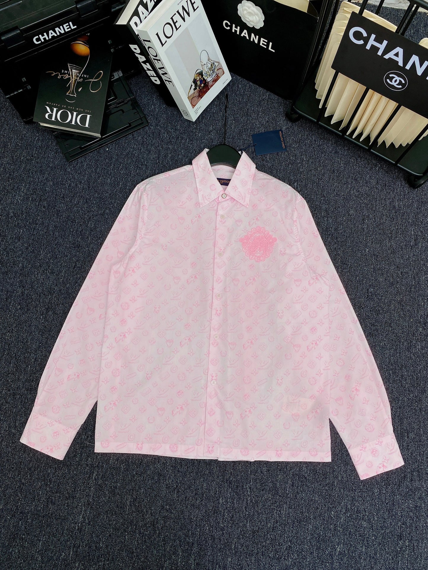 Monogram Printed Long-Sleeved Cotton Shirt