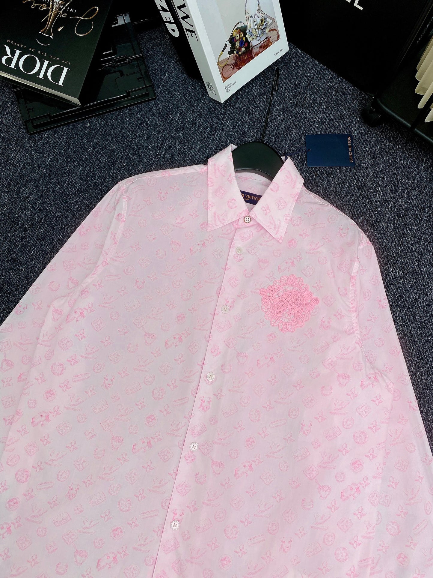 Monogram Printed Long-Sleeved Cotton Shirt