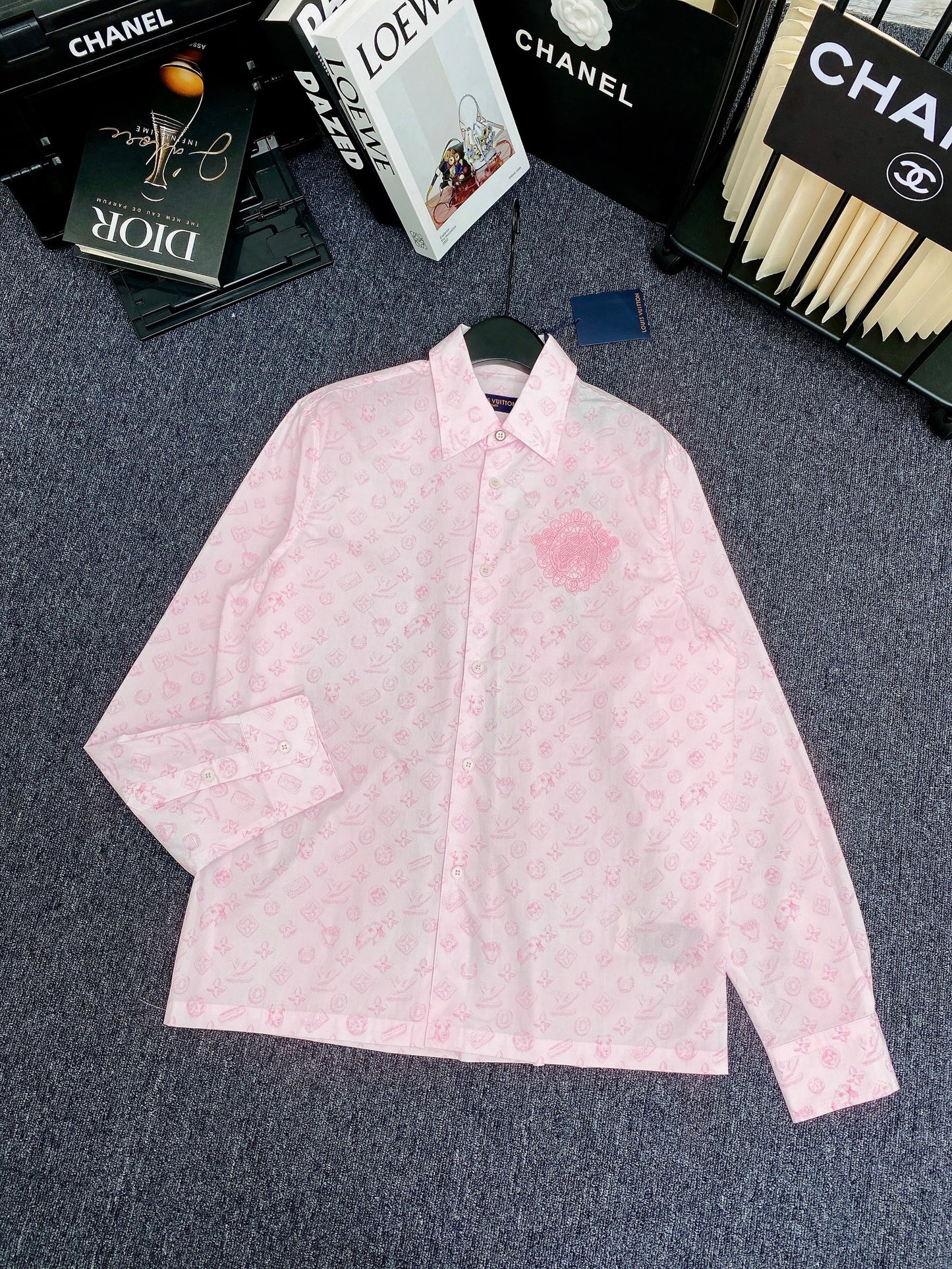 Monogram Printed Long-Sleeved Cotton Shirt