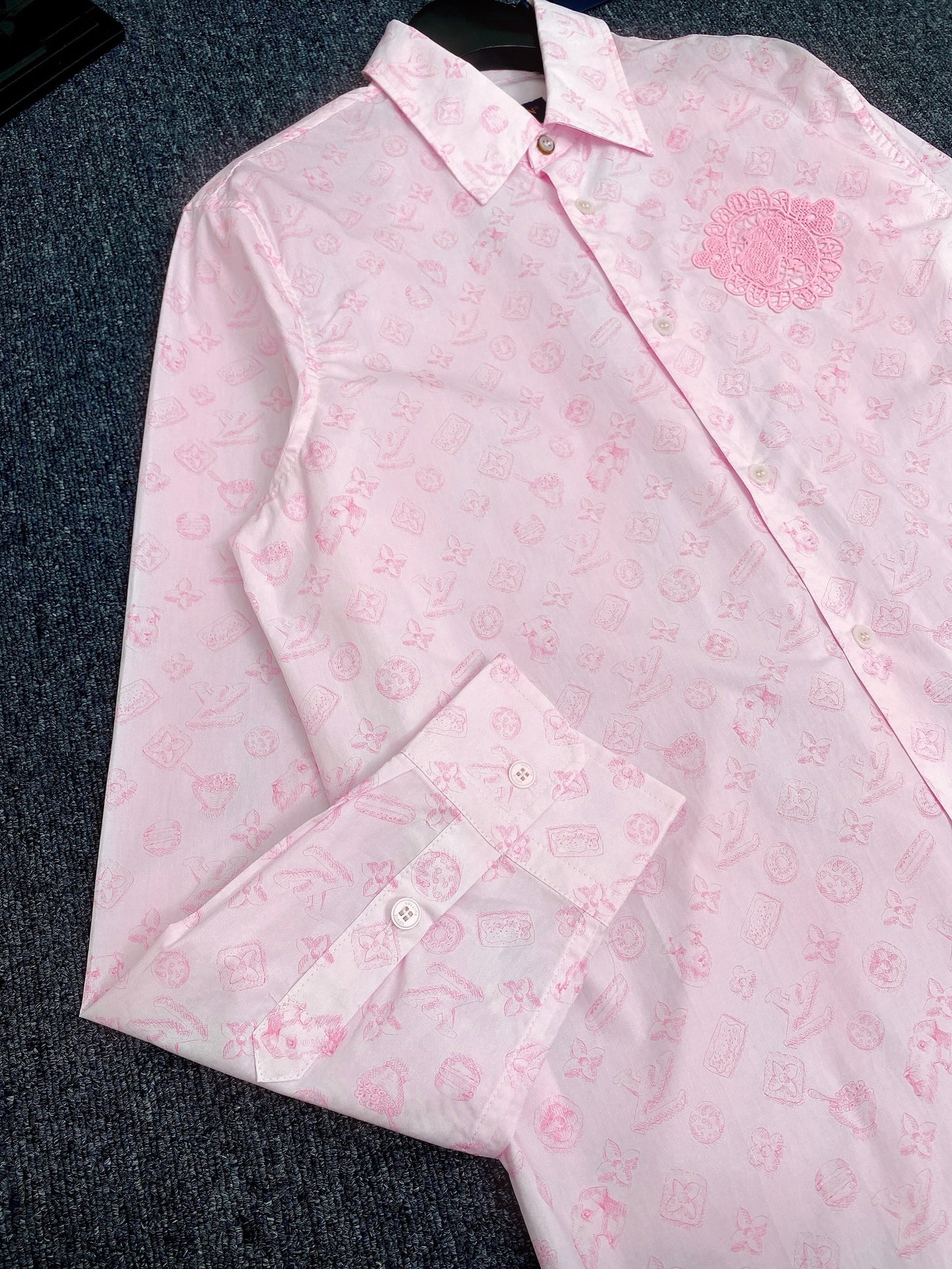 Monogram Printed Long-Sleeved Cotton Shirt