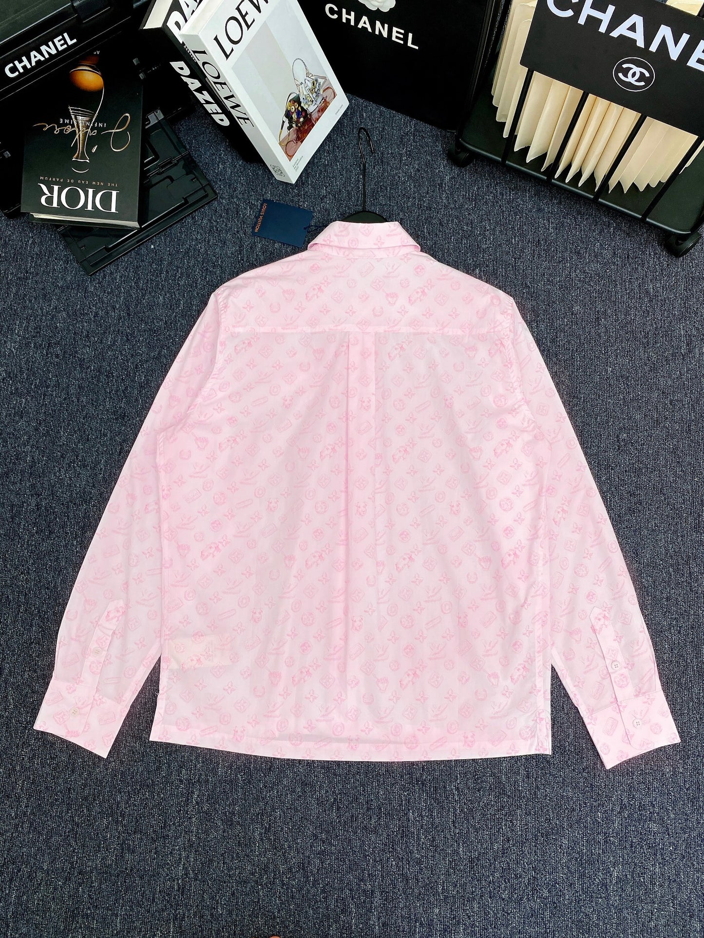 Monogram Printed Long-Sleeved Cotton Shirt