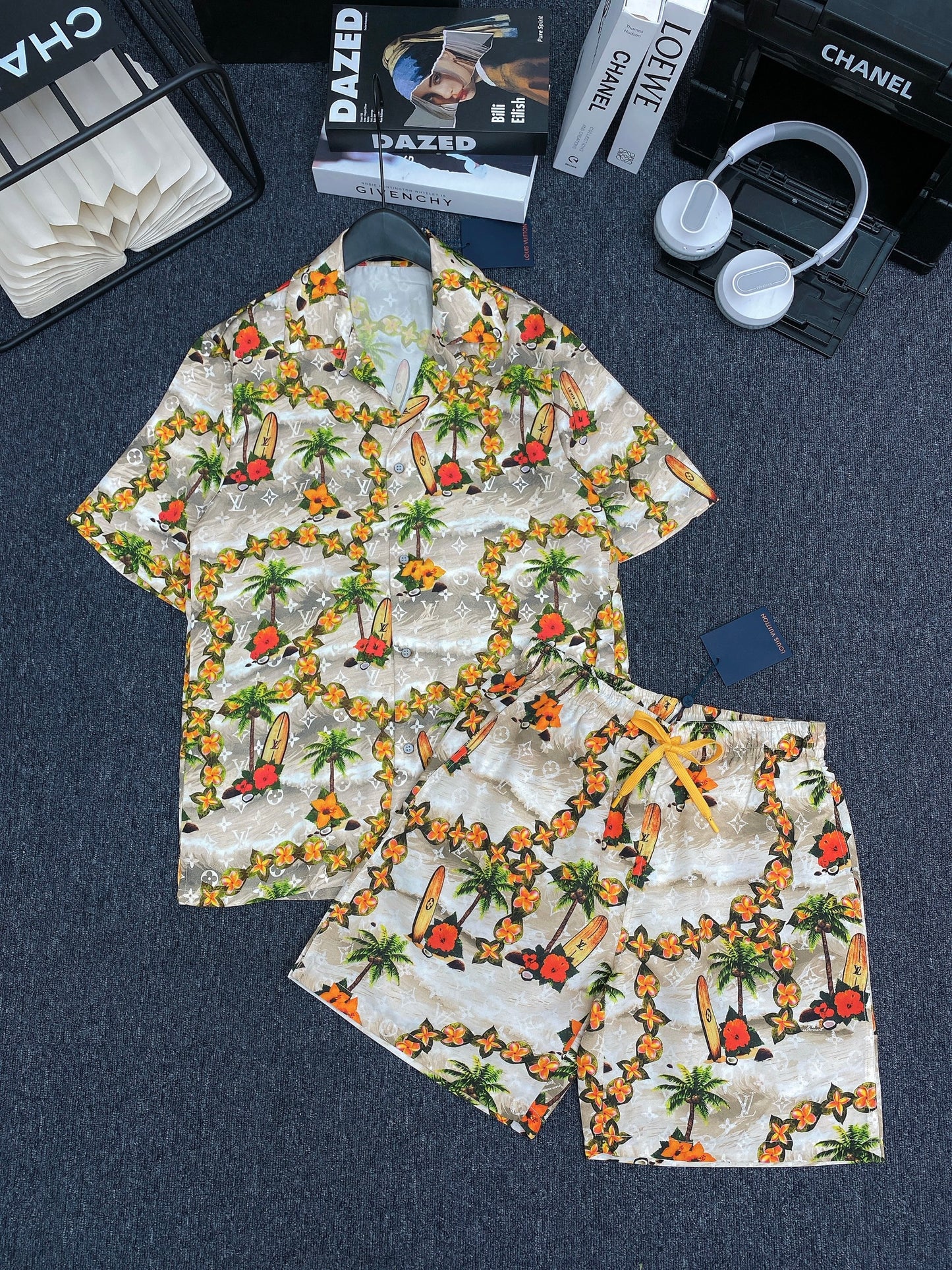 Monogram Short-Sleeved Silk Shirt