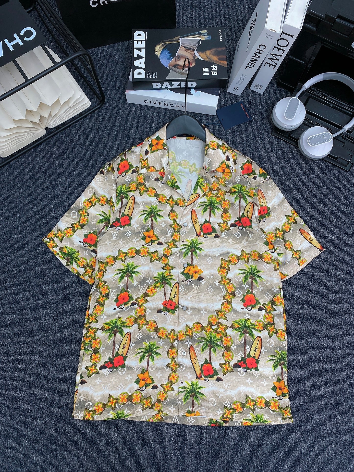 Monogram Short-Sleeved Silk Shirt