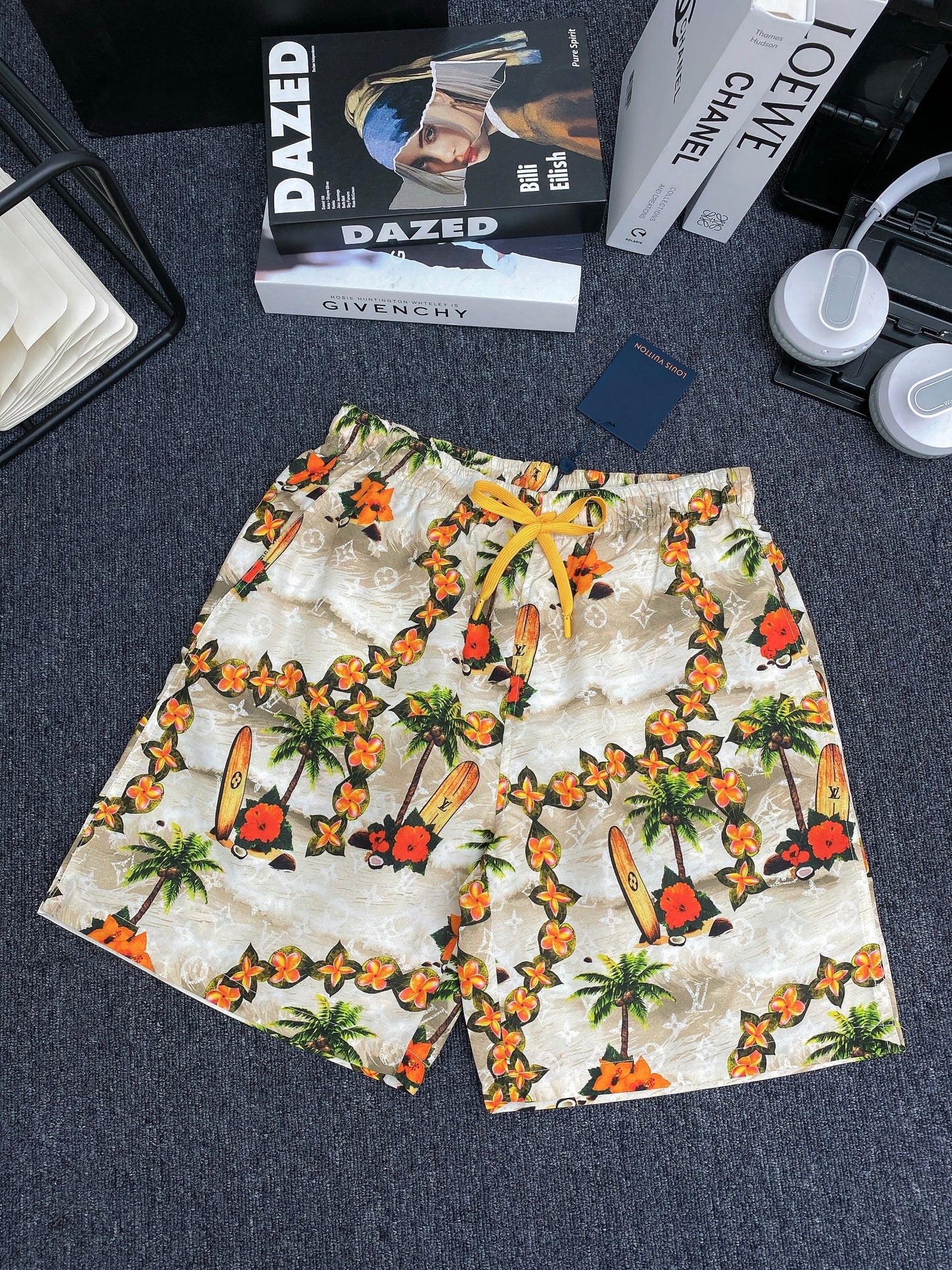 Monogram Silk Drawstring Shorts