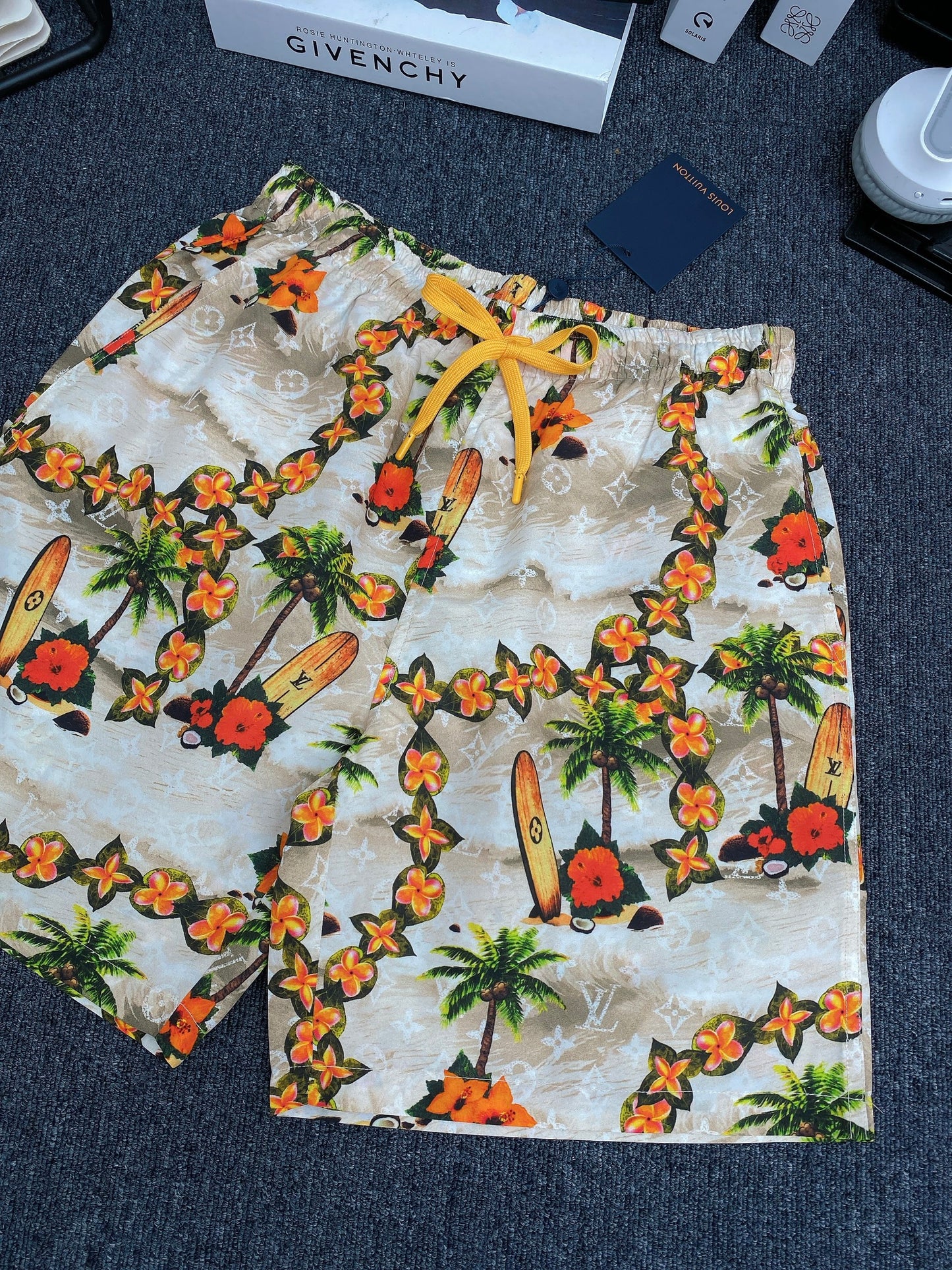 Monogram Silk Drawstring Shorts
