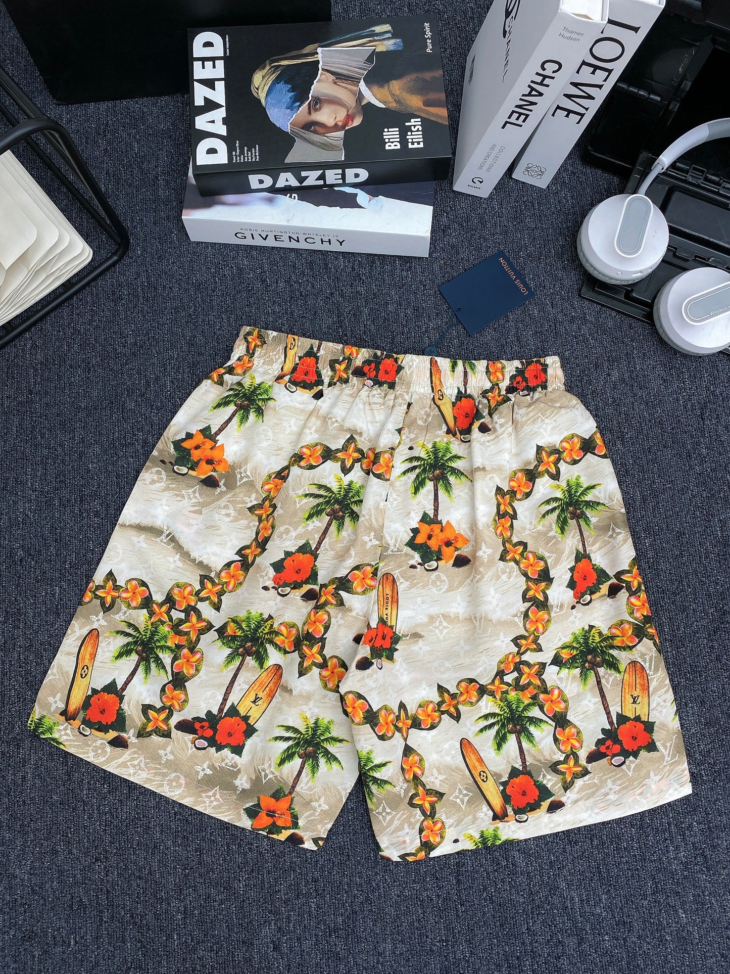 Monogram Silk Drawstring Shorts