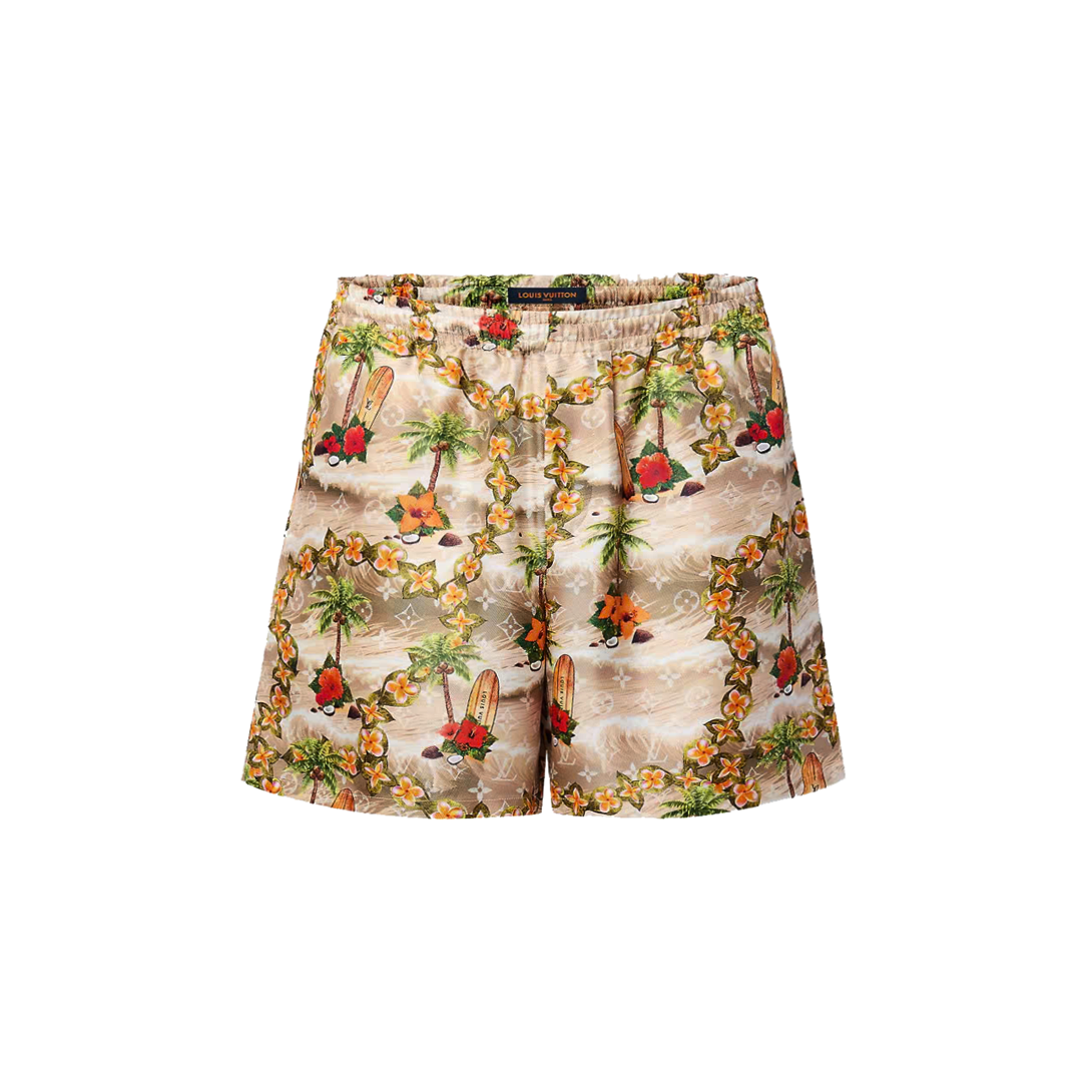 Monogram Silk Drawstring Shorts