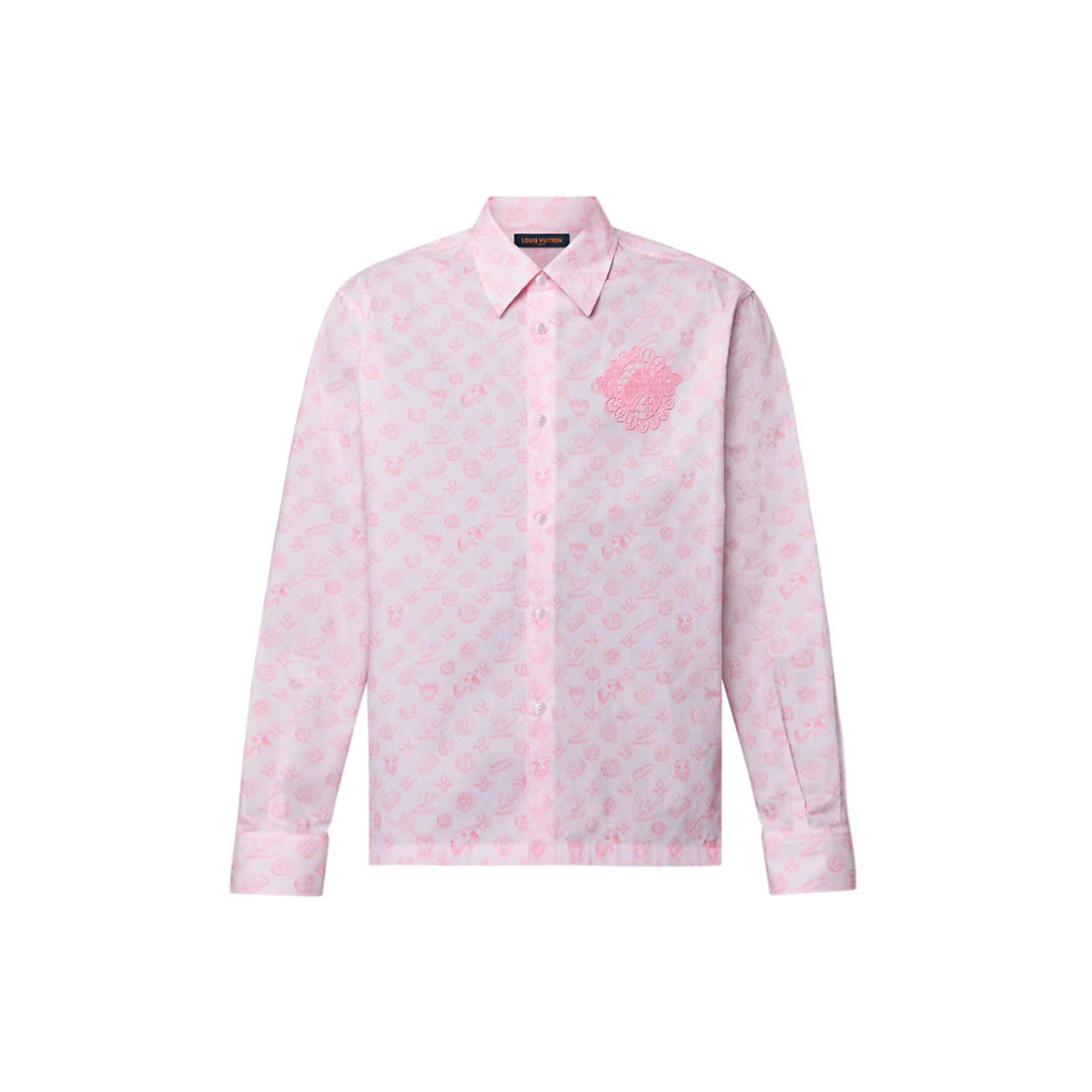 Monogram Printed Long-Sleeved Cotton Shirt