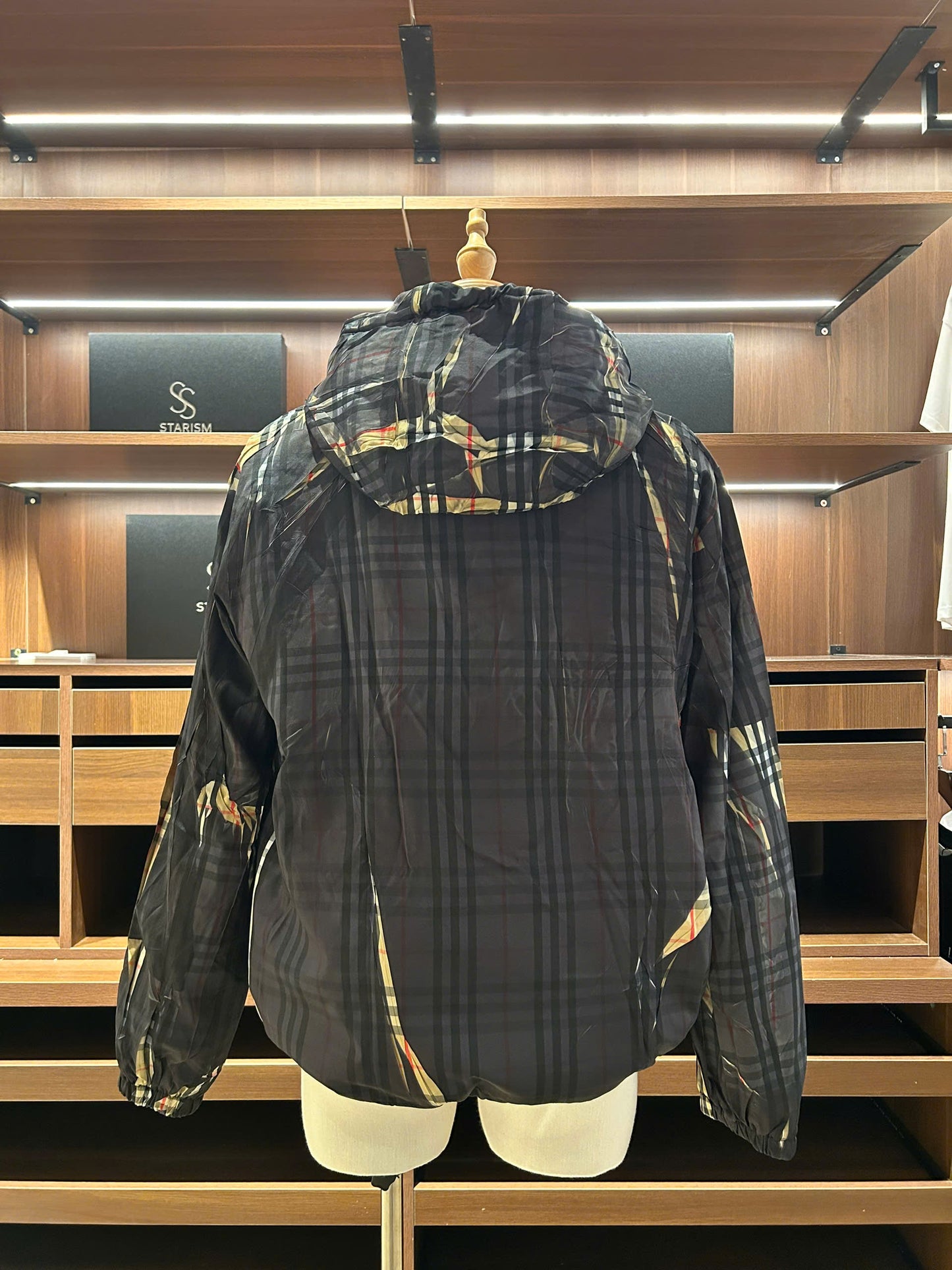 Sliced Check Hooded Jacket