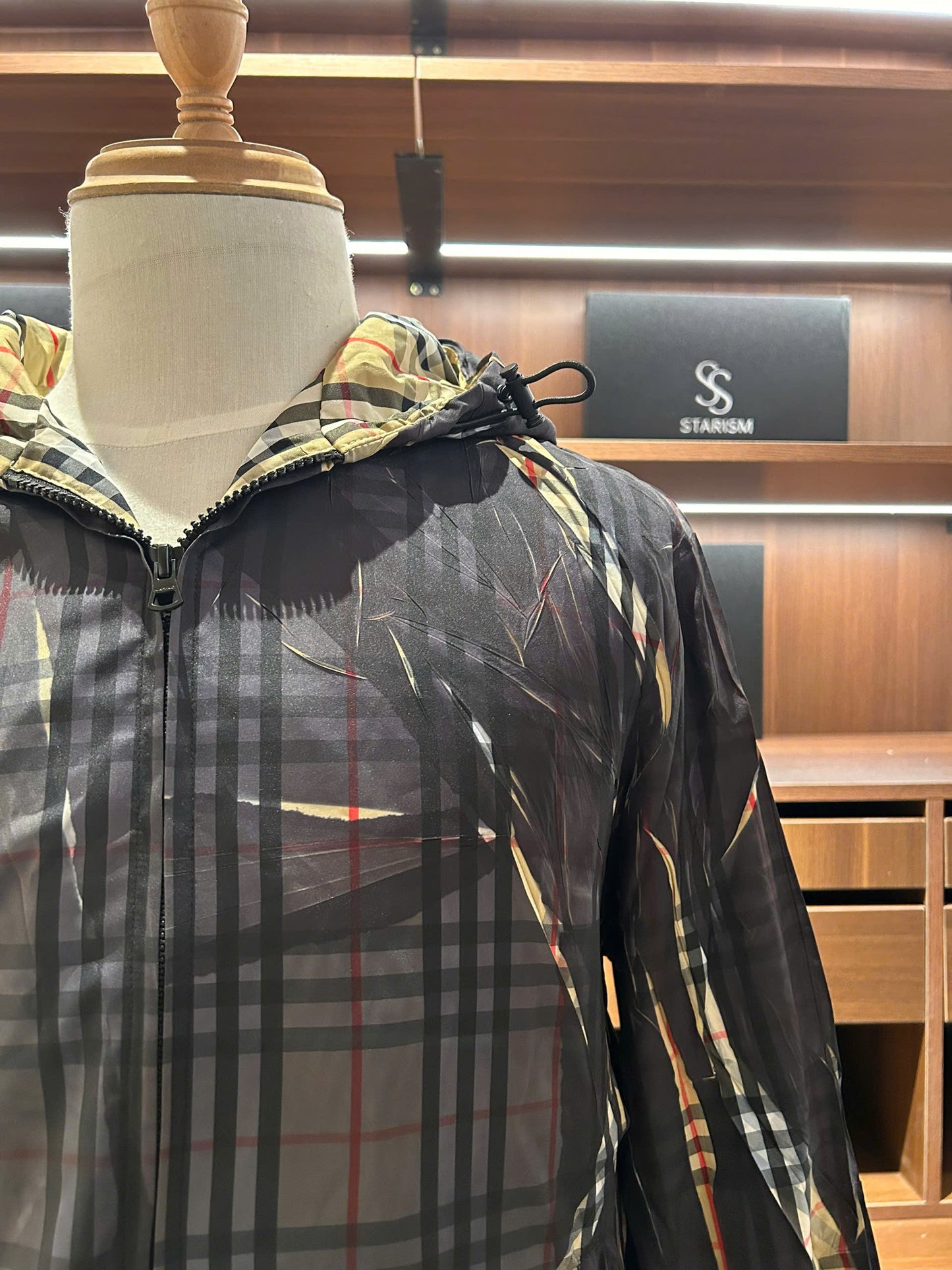 Sliced Check Hooded Jacket