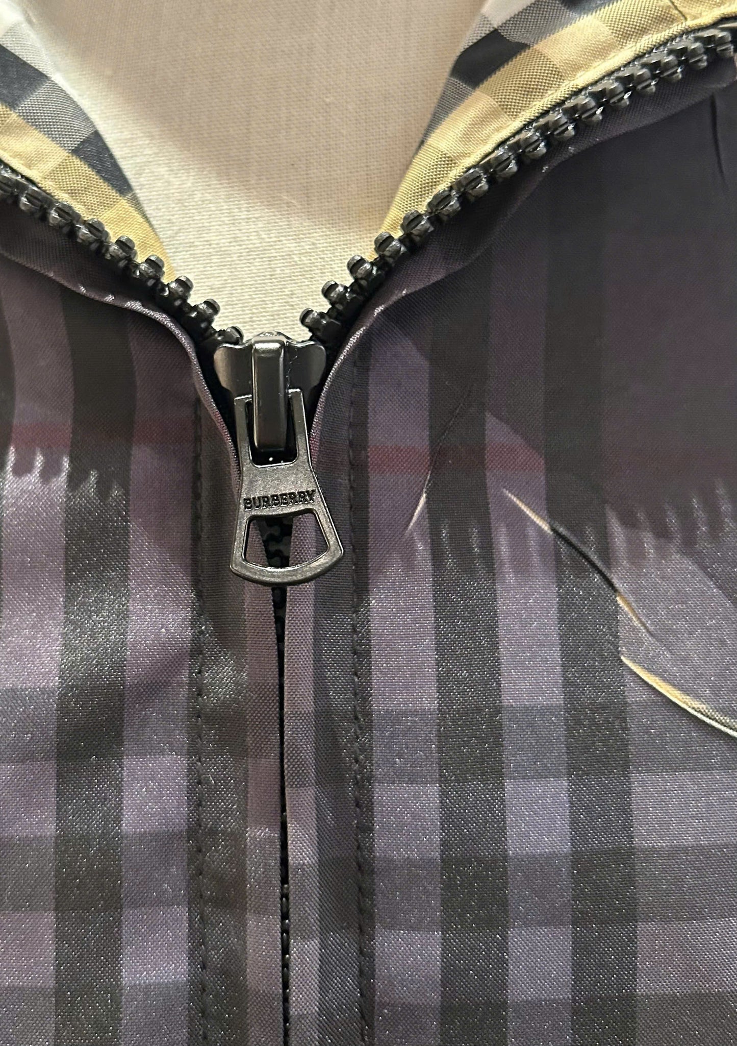 Sliced Check Hooded Jacket