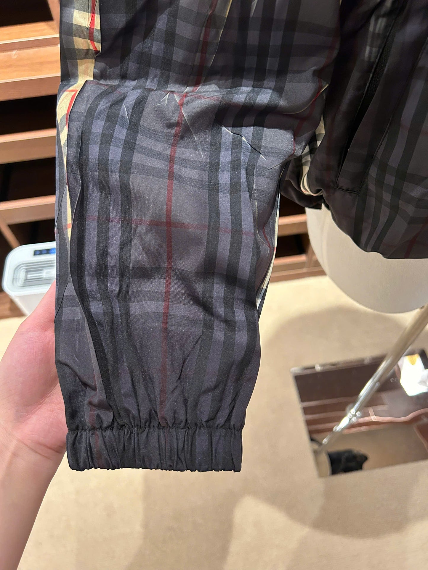 Sliced Check Hooded Jacket