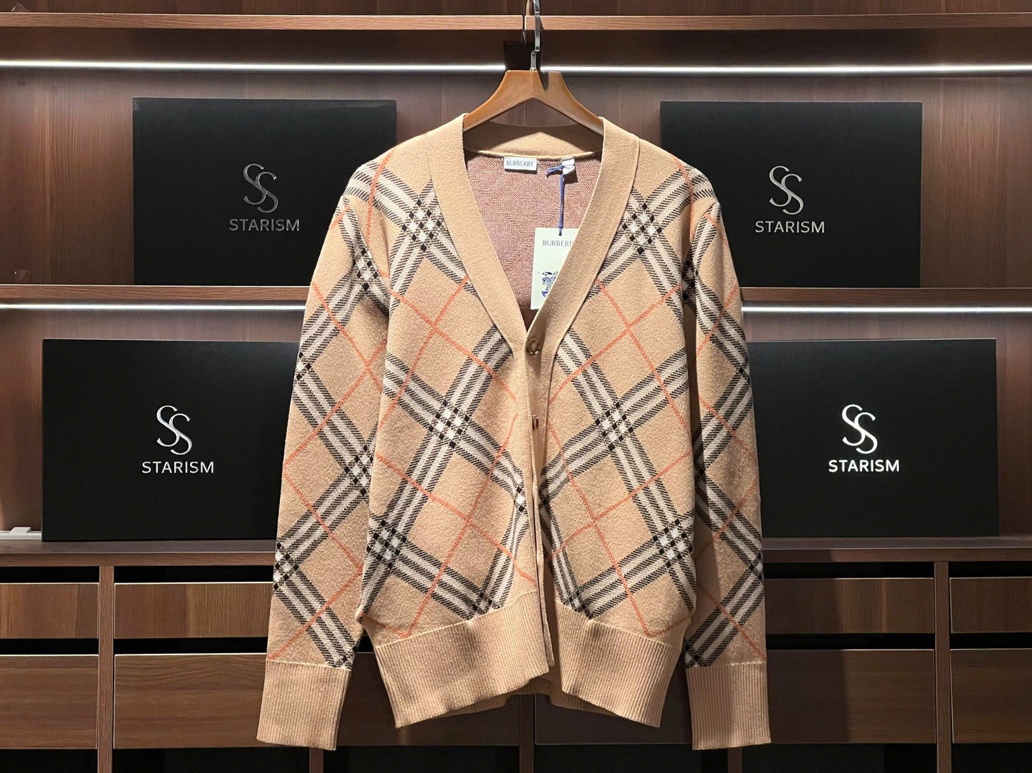 Check Wool Mohair Blend Cardigan