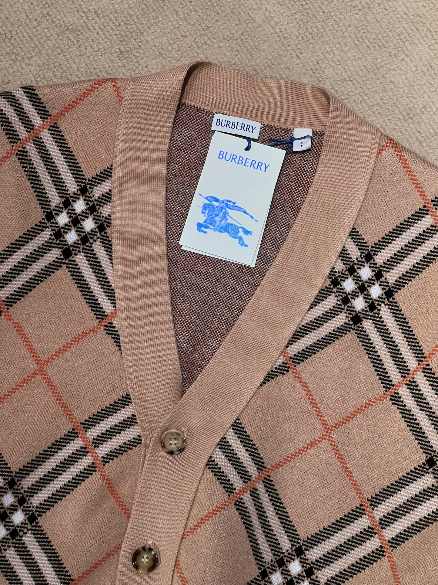 Check Wool Mohair Blend Cardigan