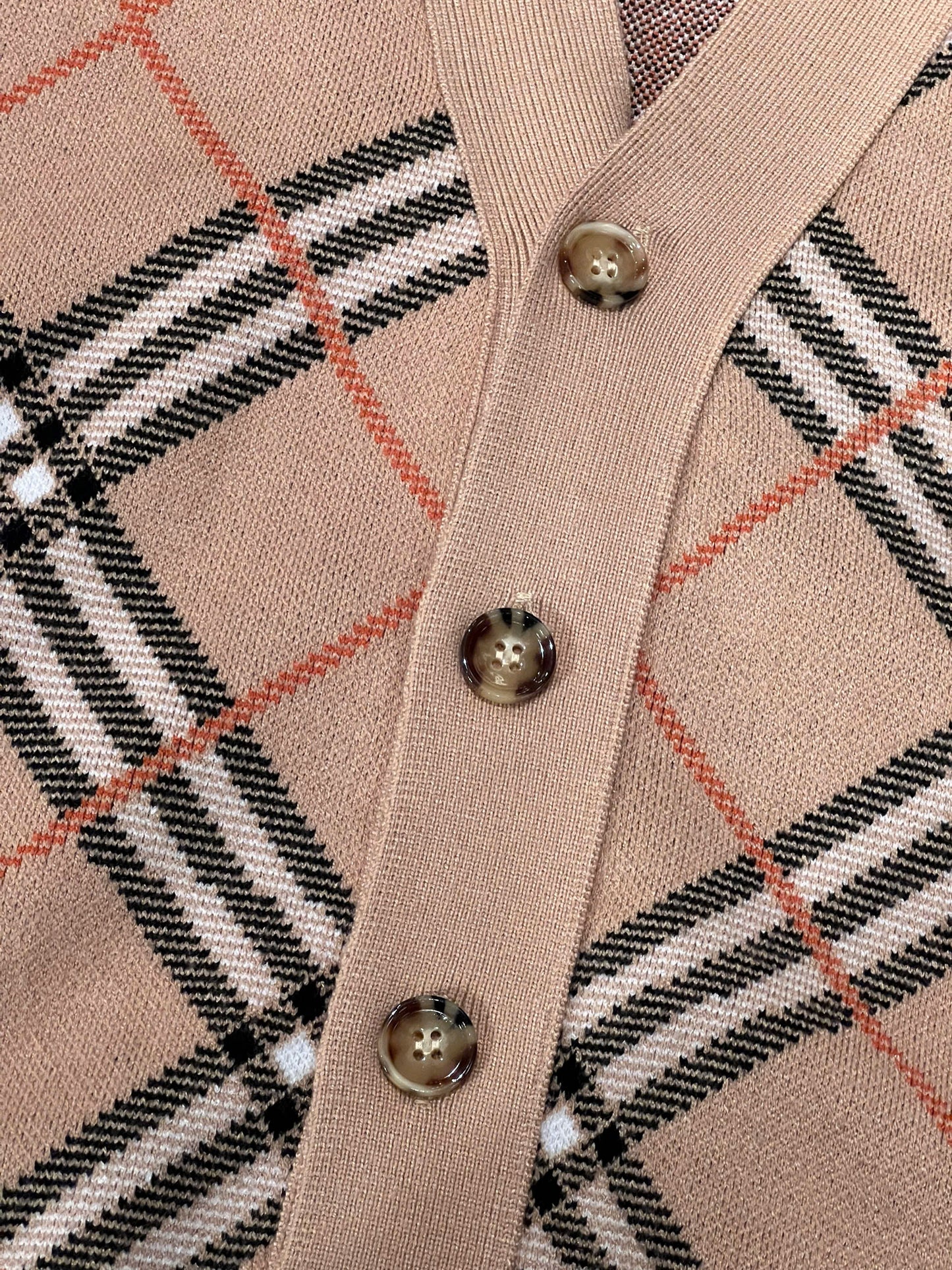 Check Wool Mohair Blend Cardigan