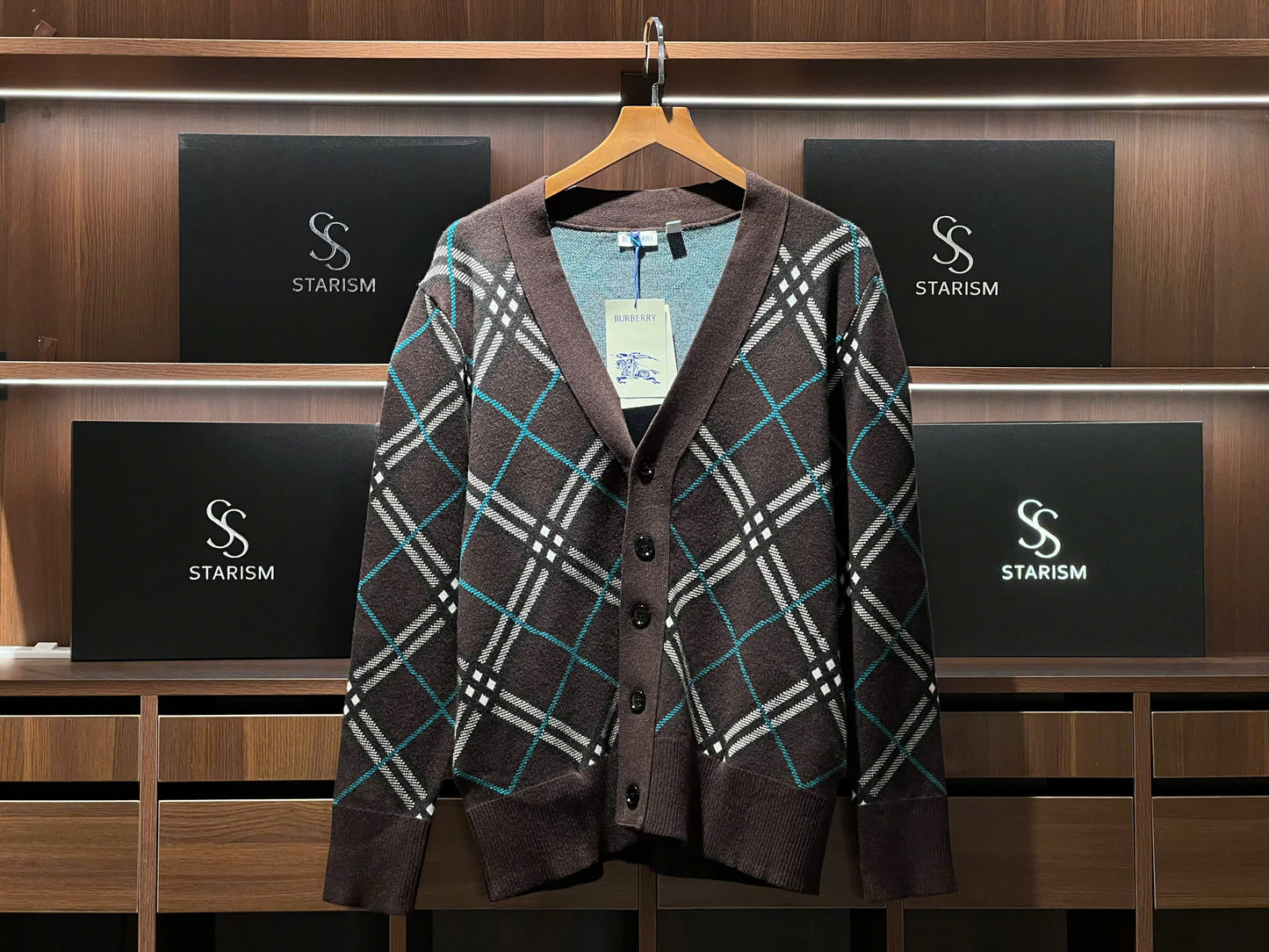 Check Wool Mohair Blend Cardigan