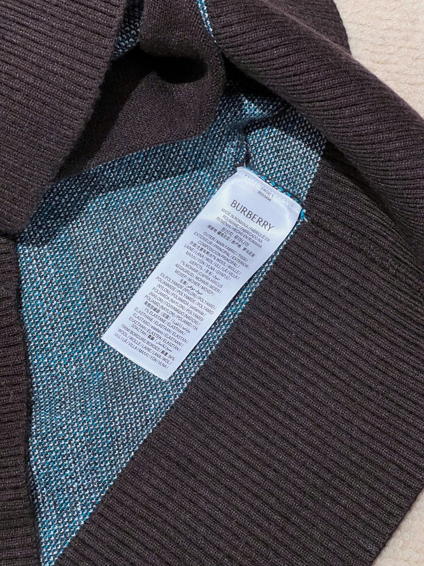 Check Wool Mohair Blend Cardigan