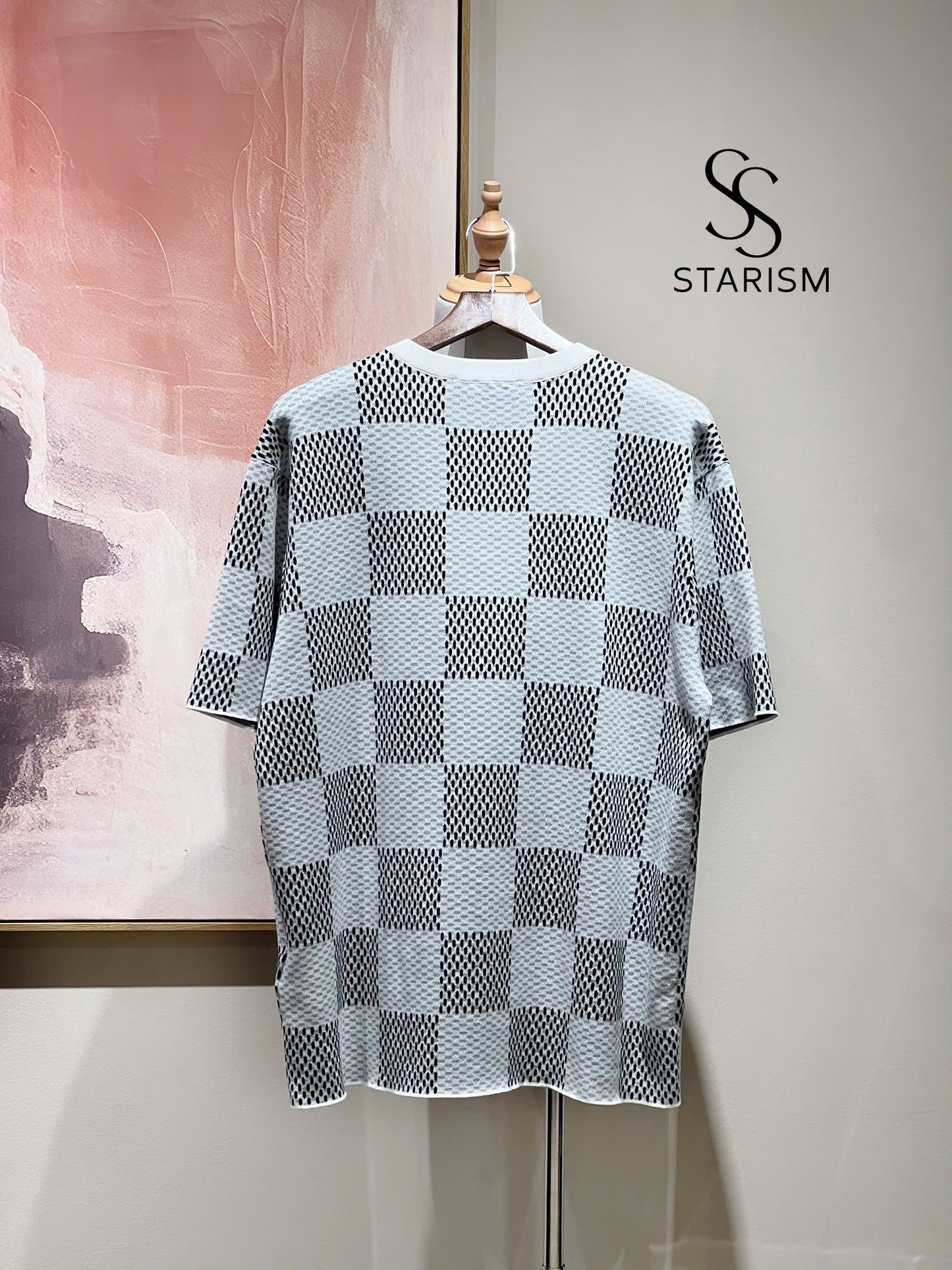 Damier Jacquard Short-Sleeved Crewneck