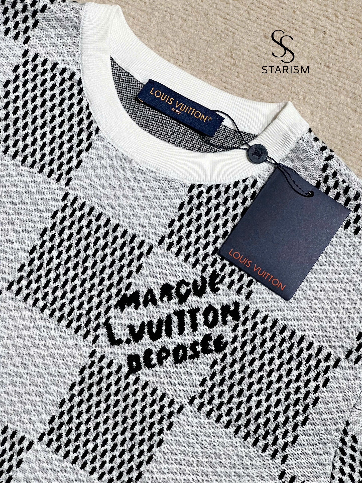Damier Jacquard Short-Sleeved Crewneck
