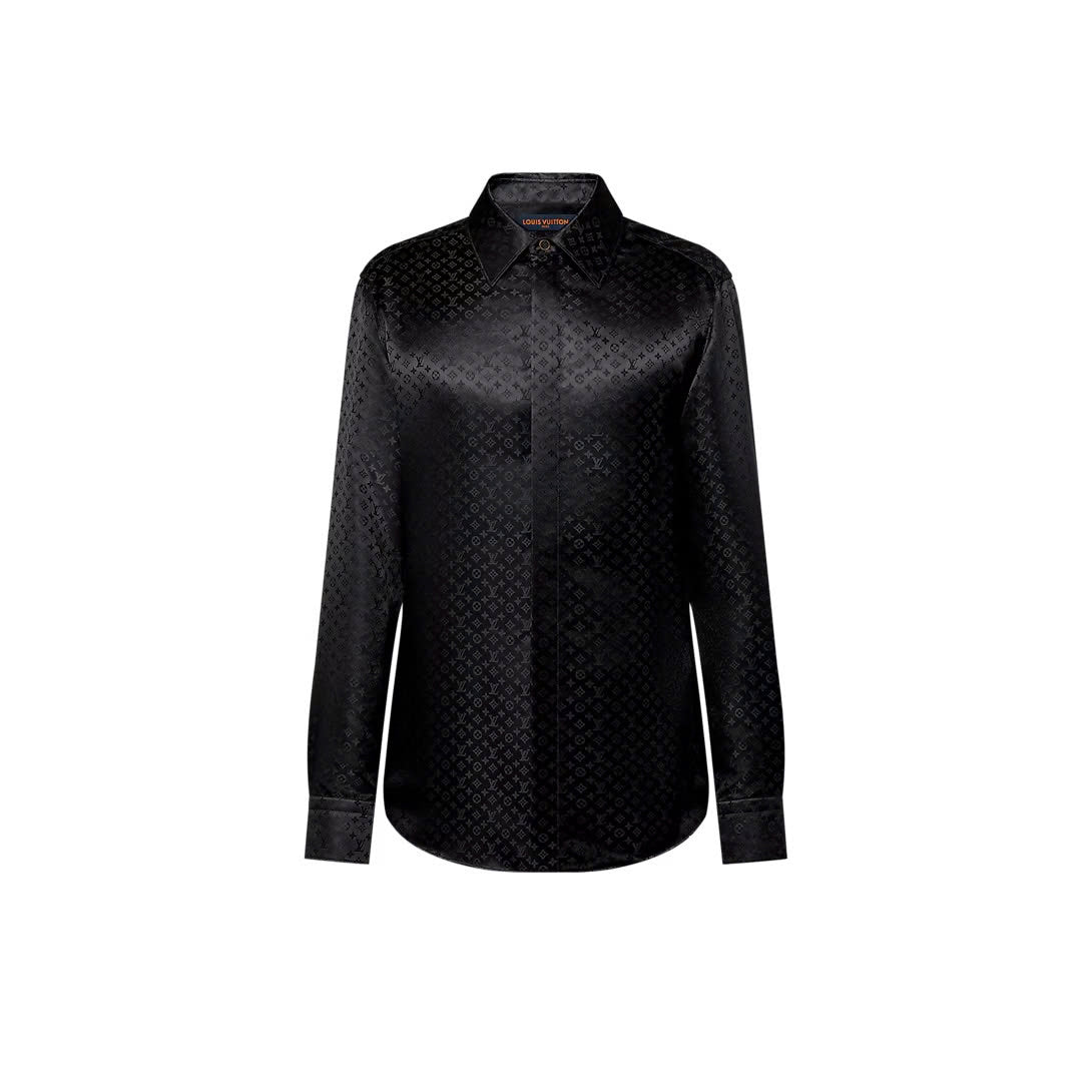 Monogram Long-Sleeved Silk Shirt