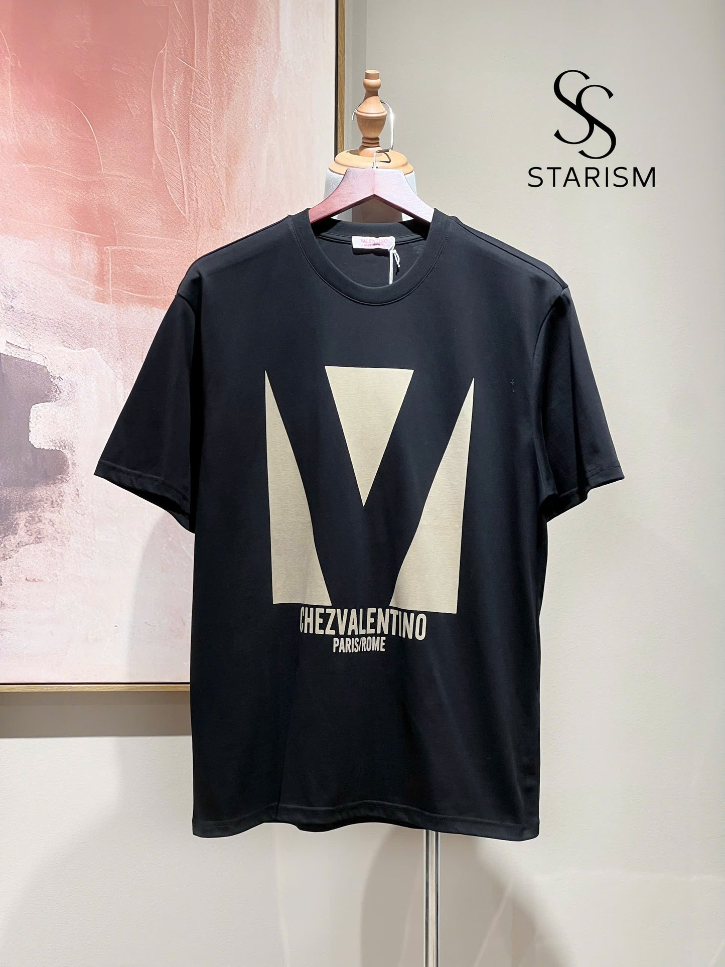 COTTON T-SHIRT WITH CHEZ VALENTINO PRINT