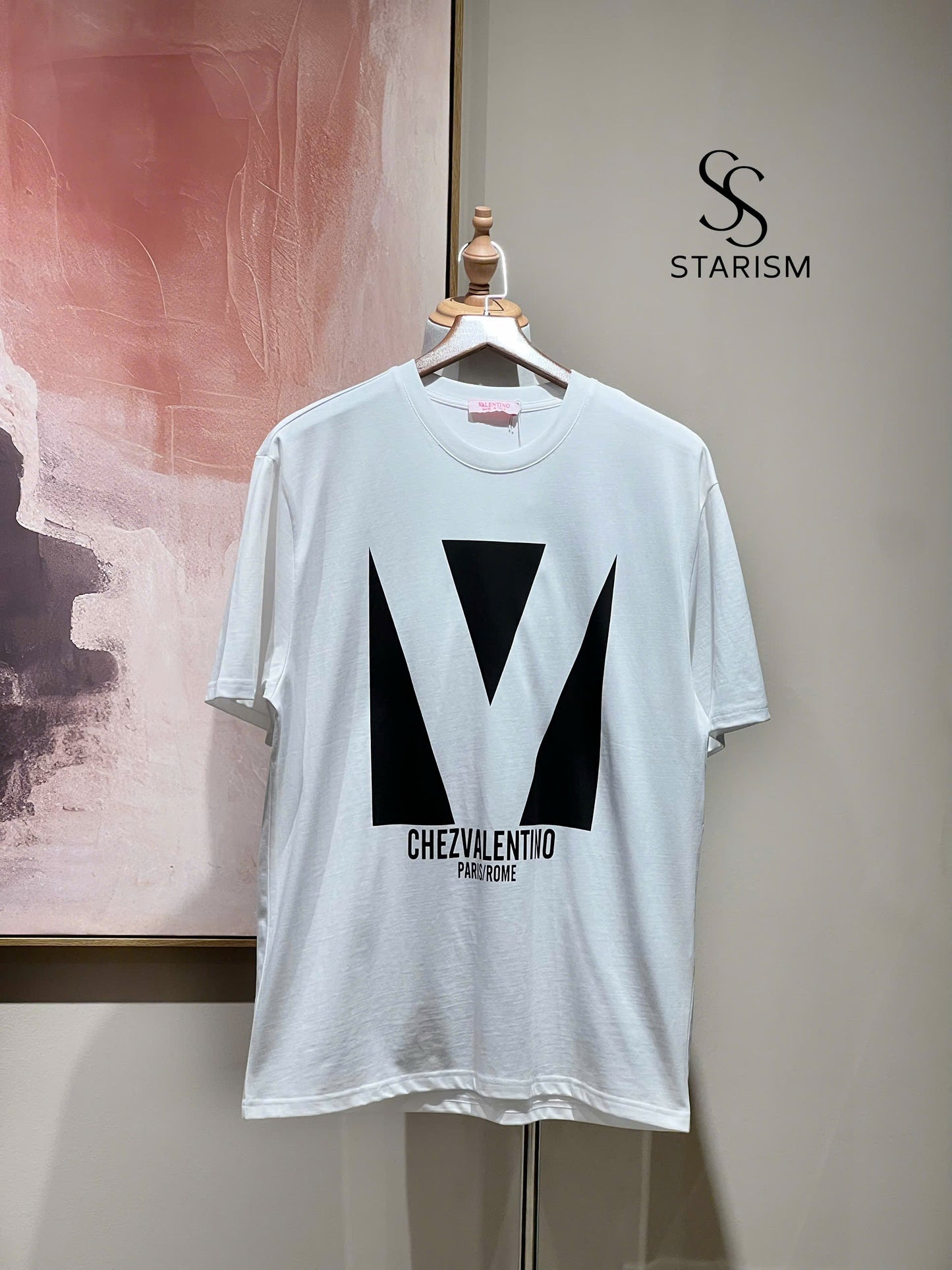 COTTON T-SHIRT WITH CHEZ VALENTINO PRINT
