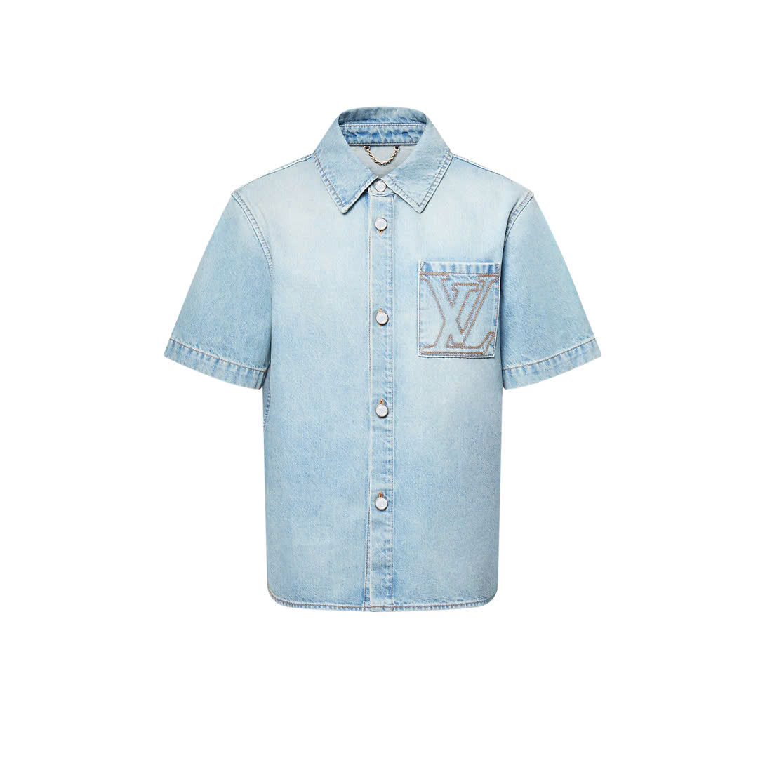 Short-Sleeved Denim Shirt