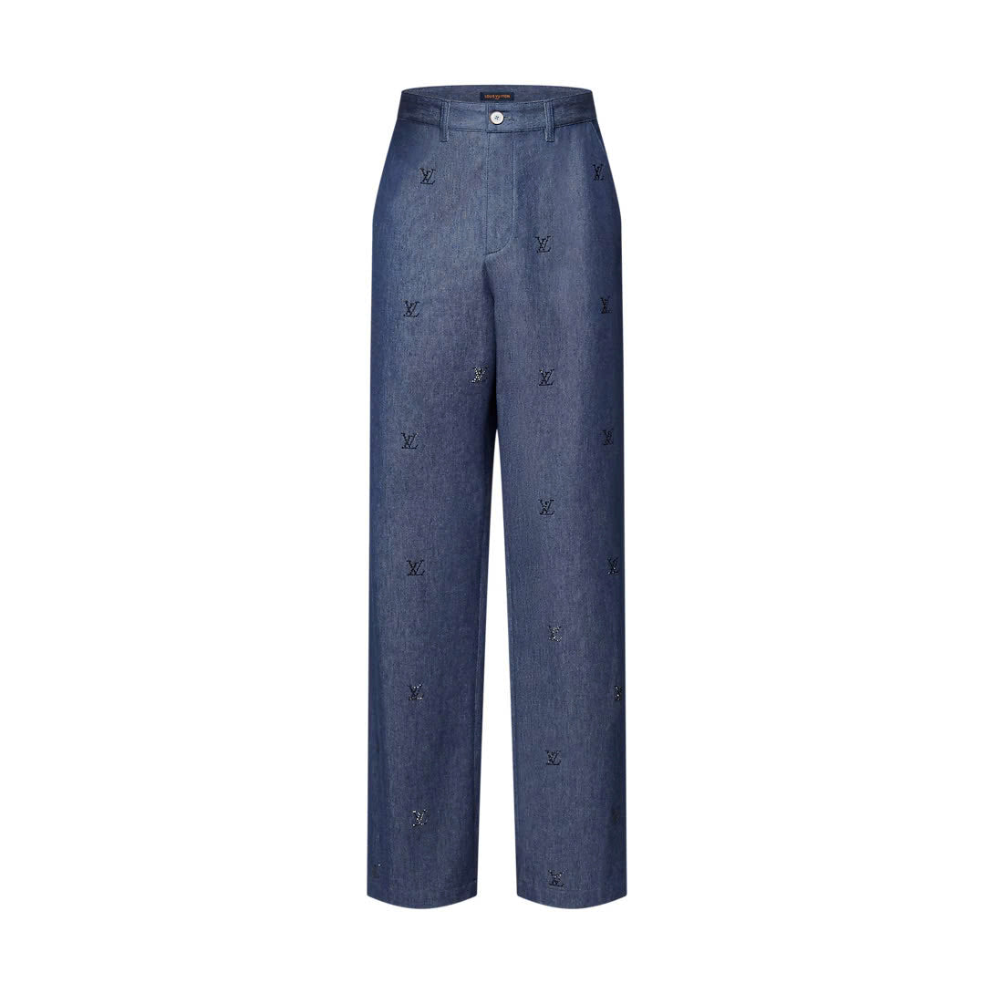 LV Blason Embellished Denim Pants