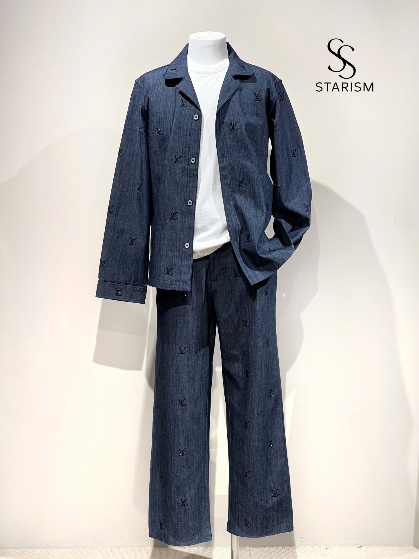 LV Blason Embellished Denim Pants