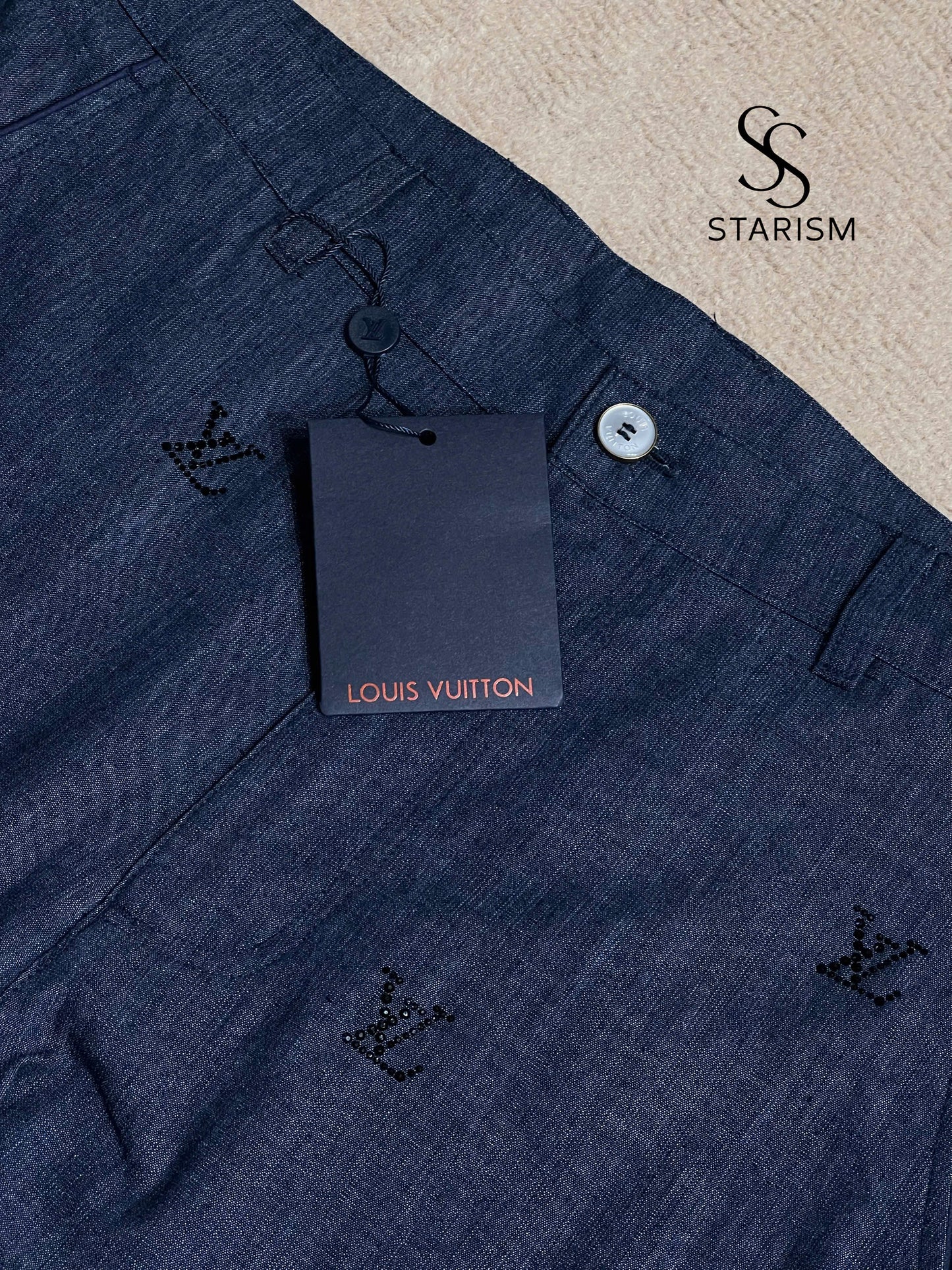 LV Blason Embellished Denim Pants
