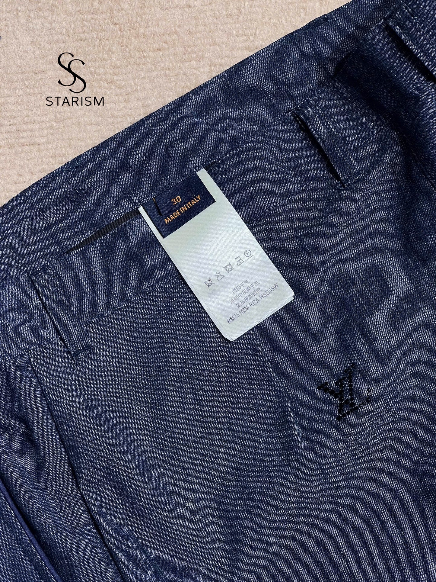 LV Blason Embellished Denim Pants