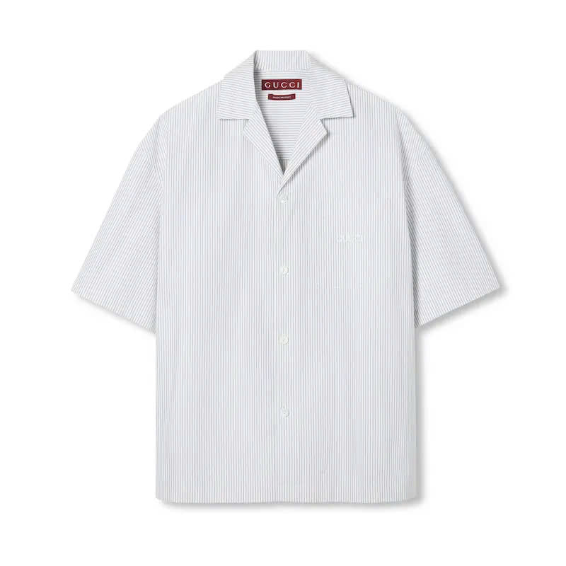 Embroidered Striped Cotton Shirt