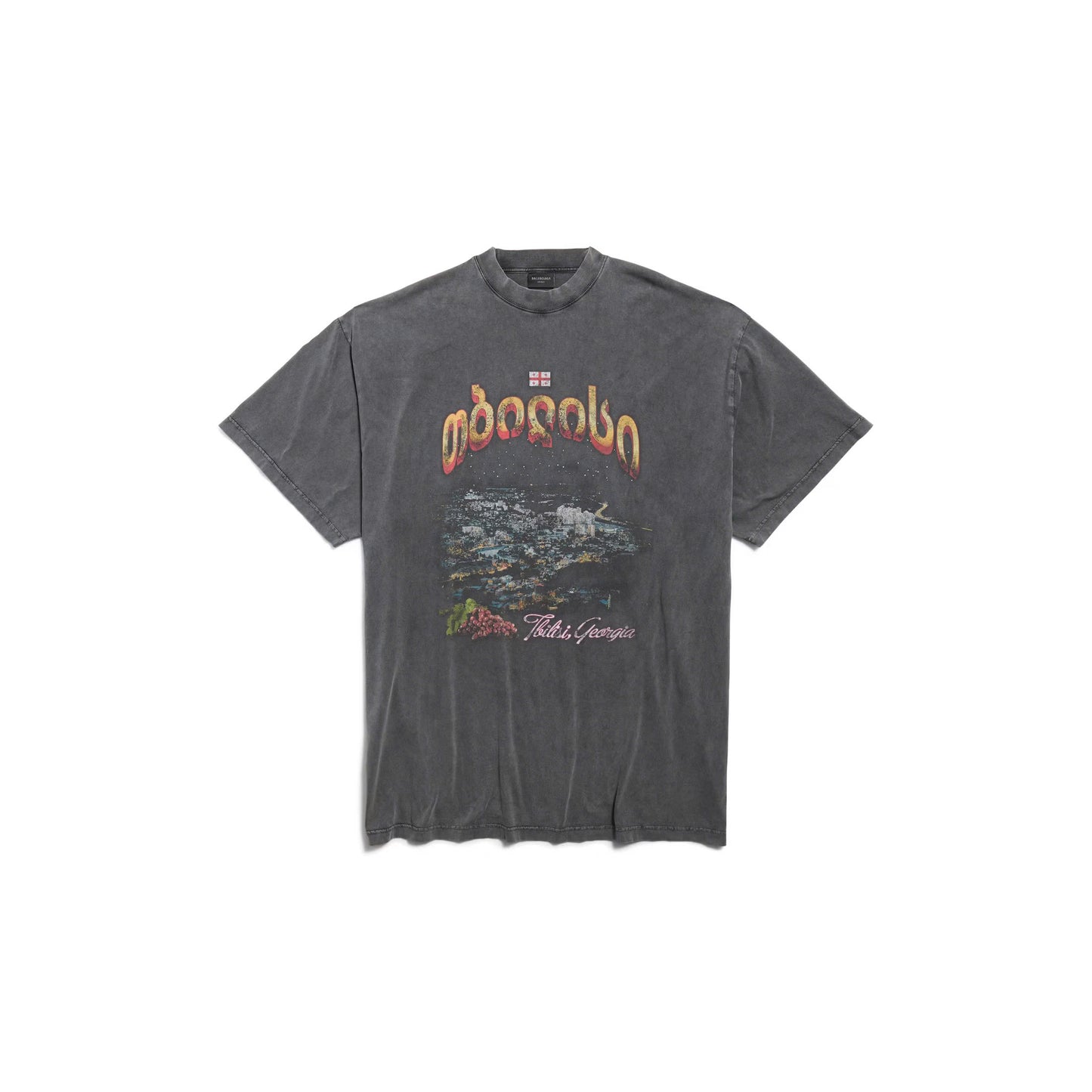 Men's Tbilisi T-shirt Oversized in Black Faded