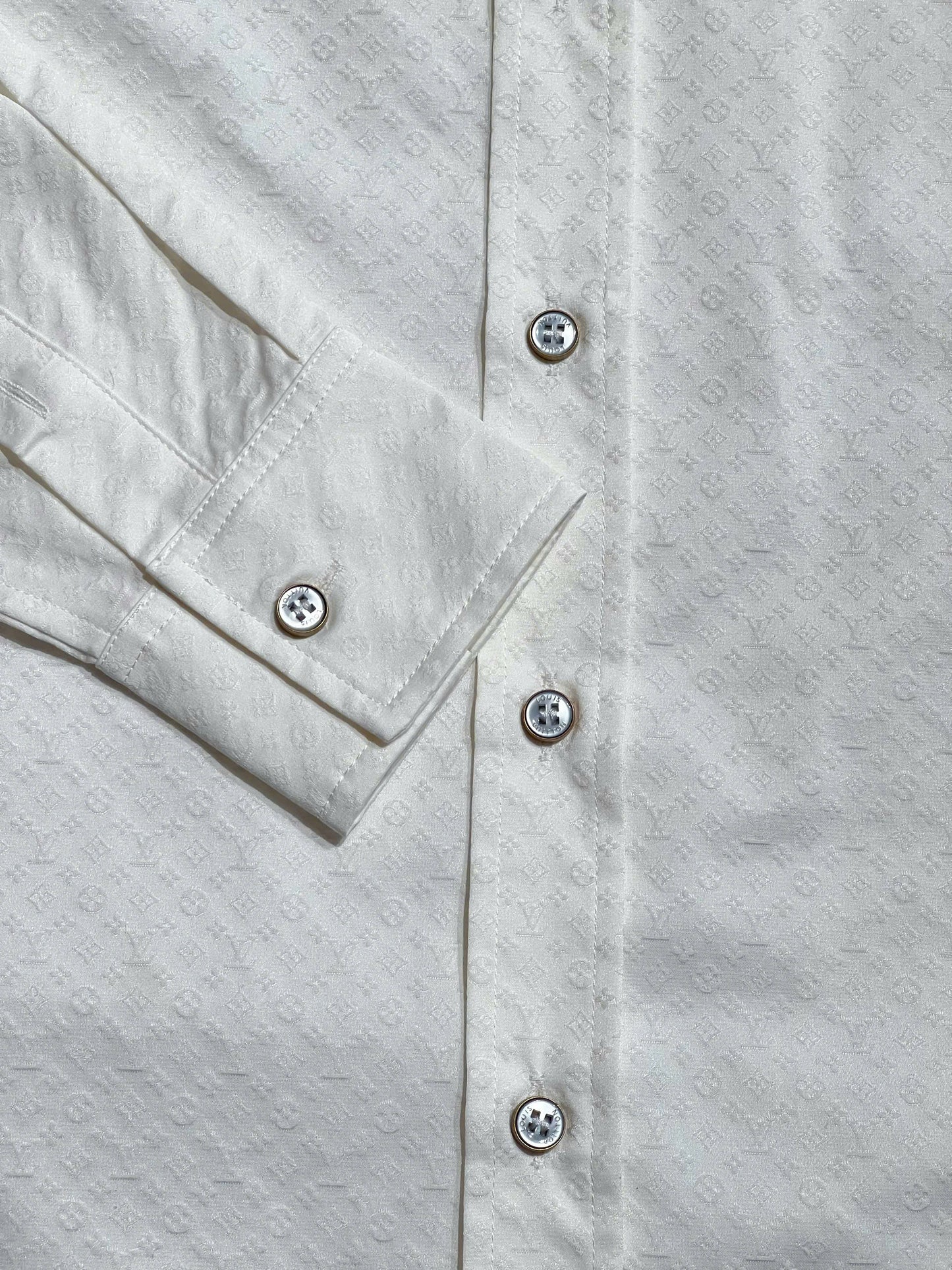 Monogram Jacquard Long-Sleeved Cotton Shirt
