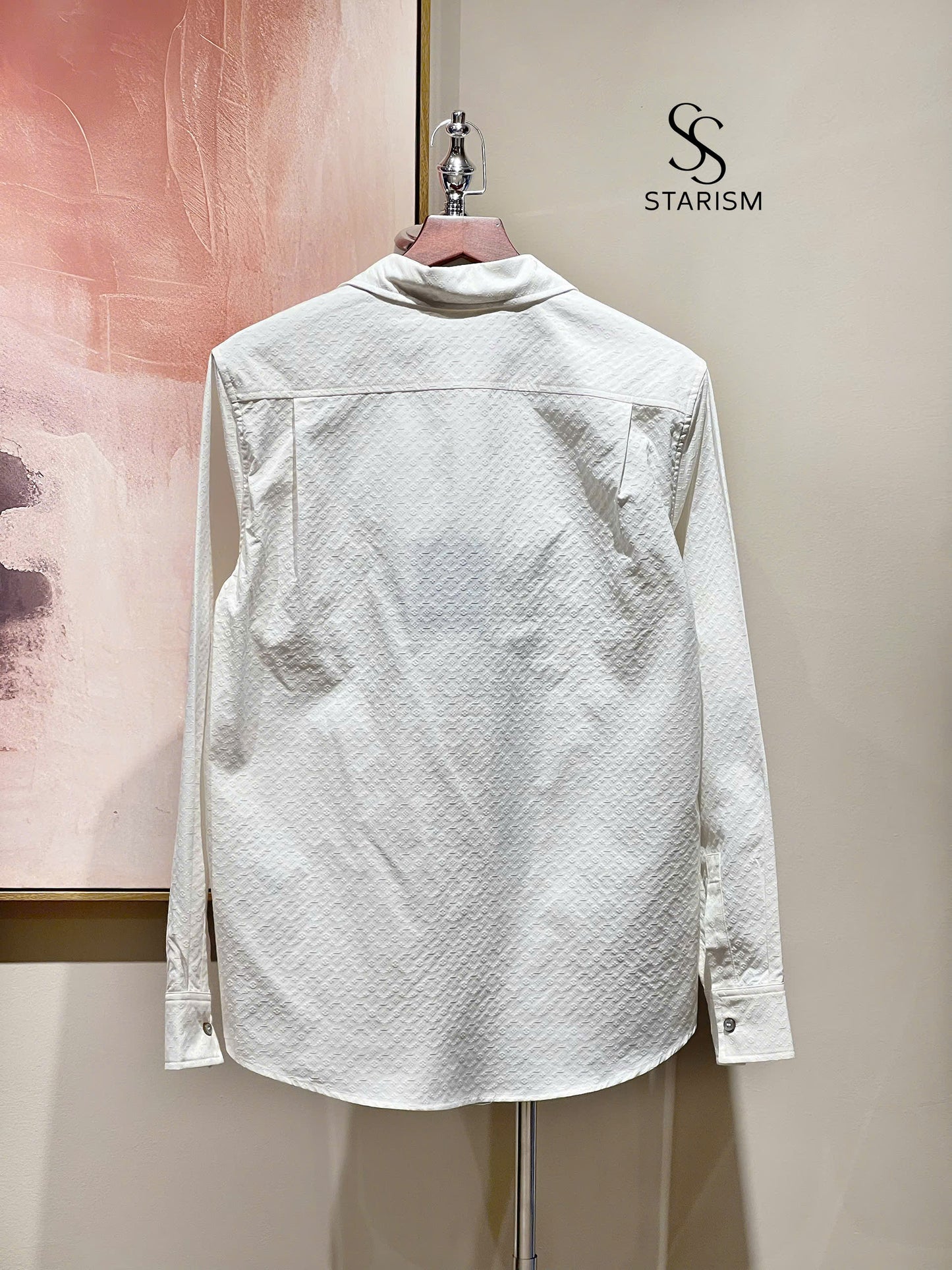 Monogram Jacquard Long-Sleeved Cotton Shirt