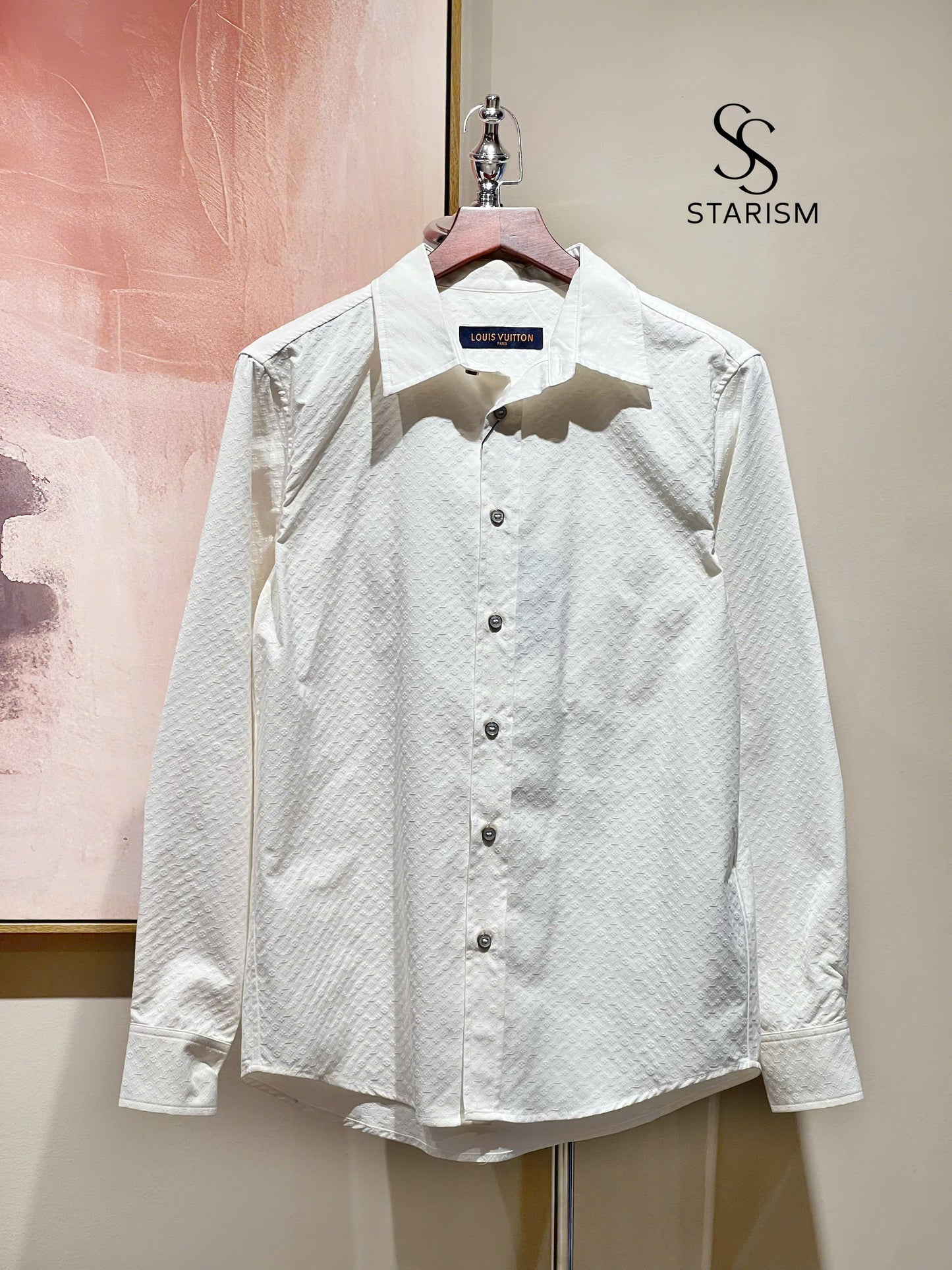 Monogram Jacquard Long-Sleeved Cotton Shirt
