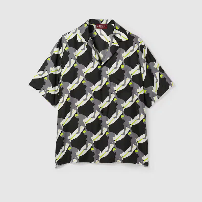 Printed Silk Bowling Shirt