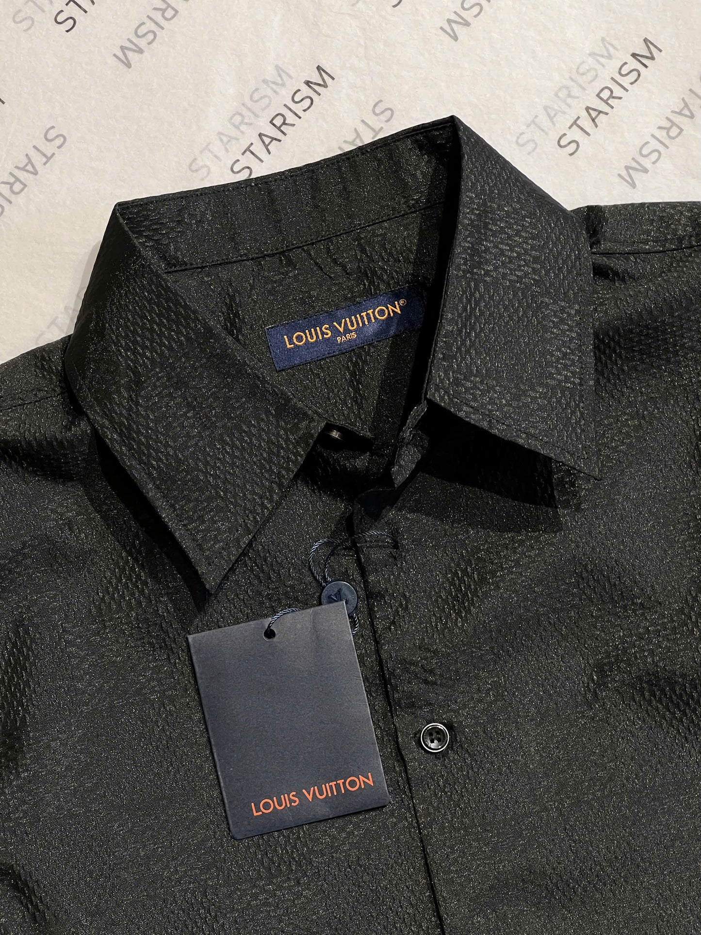 Jacquard Damier Long-Sleeved Silk Shirt