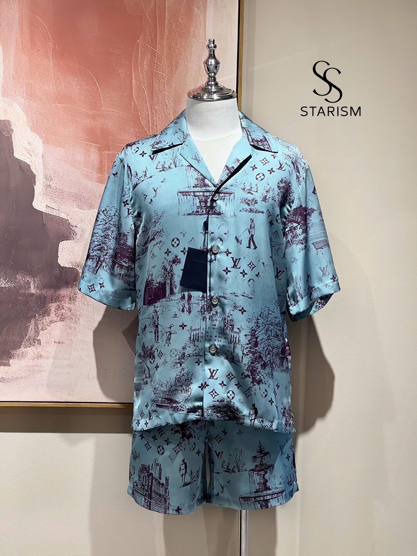 Printed Short-Sleeved Silk Shirt