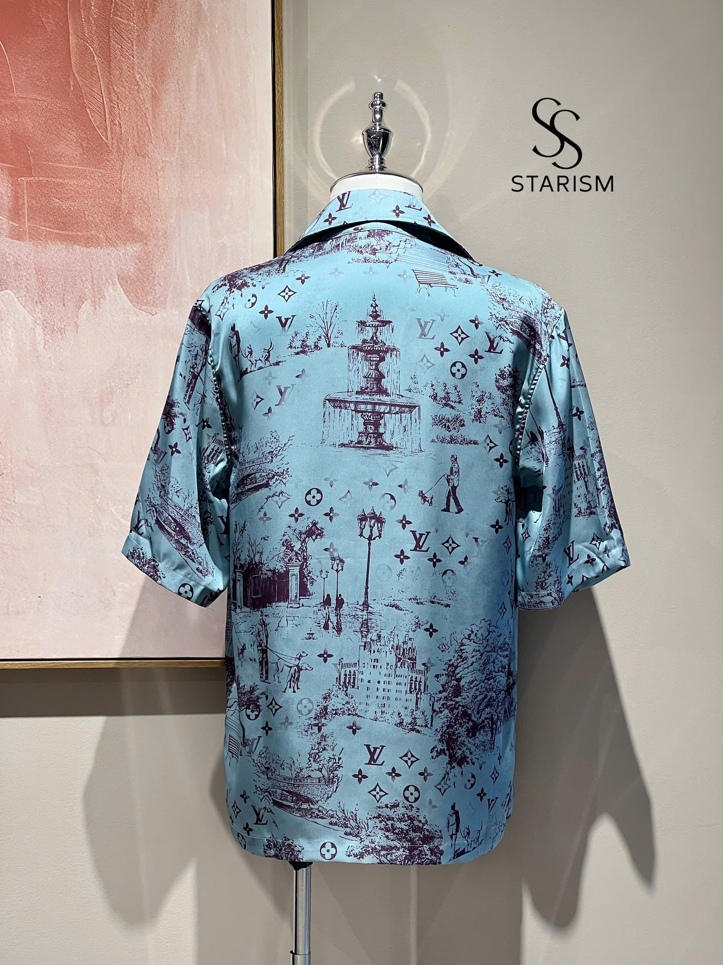 Printed Short-Sleeved Silk Shirt