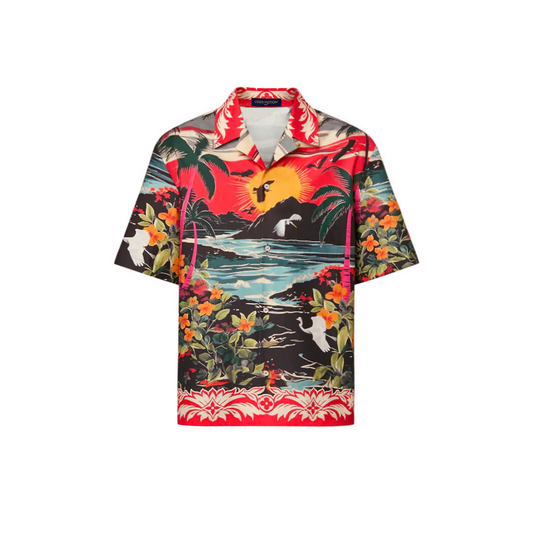 Printed Short-Sleeved Cotton Shirt