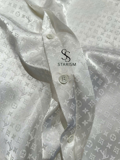 Monogram Long-Sleeved Silk Shirt