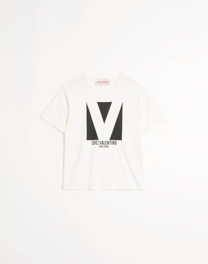 COTTON T-SHIRT WITH CHEZ VALENTINO PRINT
