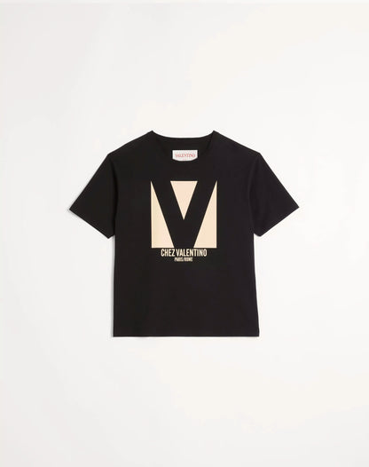COTTON T-SHIRT WITH CHEZ VALENTINO PRINT