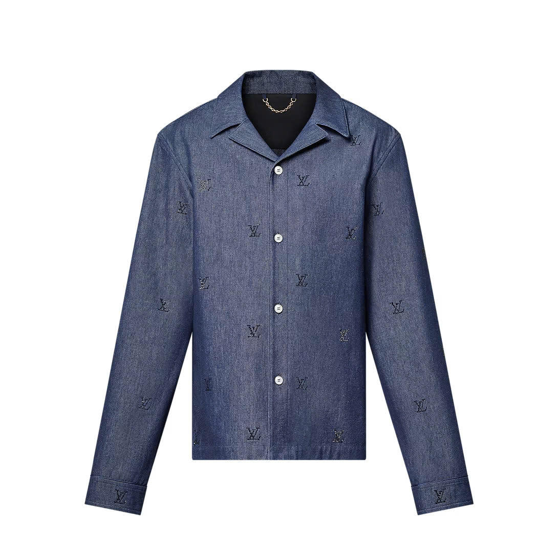 LV Blason Embellished Denim Pajama Shirt