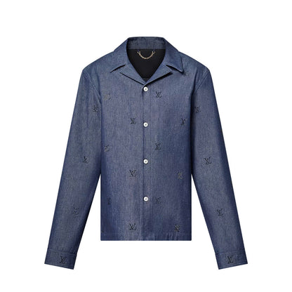 LV Blason Embellished Denim Pajama Shirt